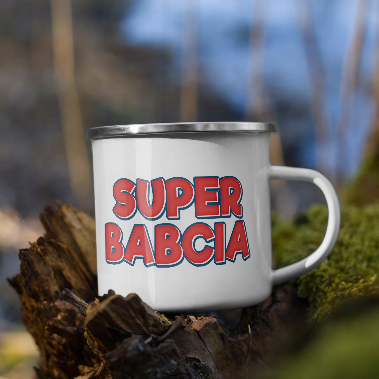 Emaliowany Kubek Garnuszek 300 ml Dzień Babci Prezent Super Babcia