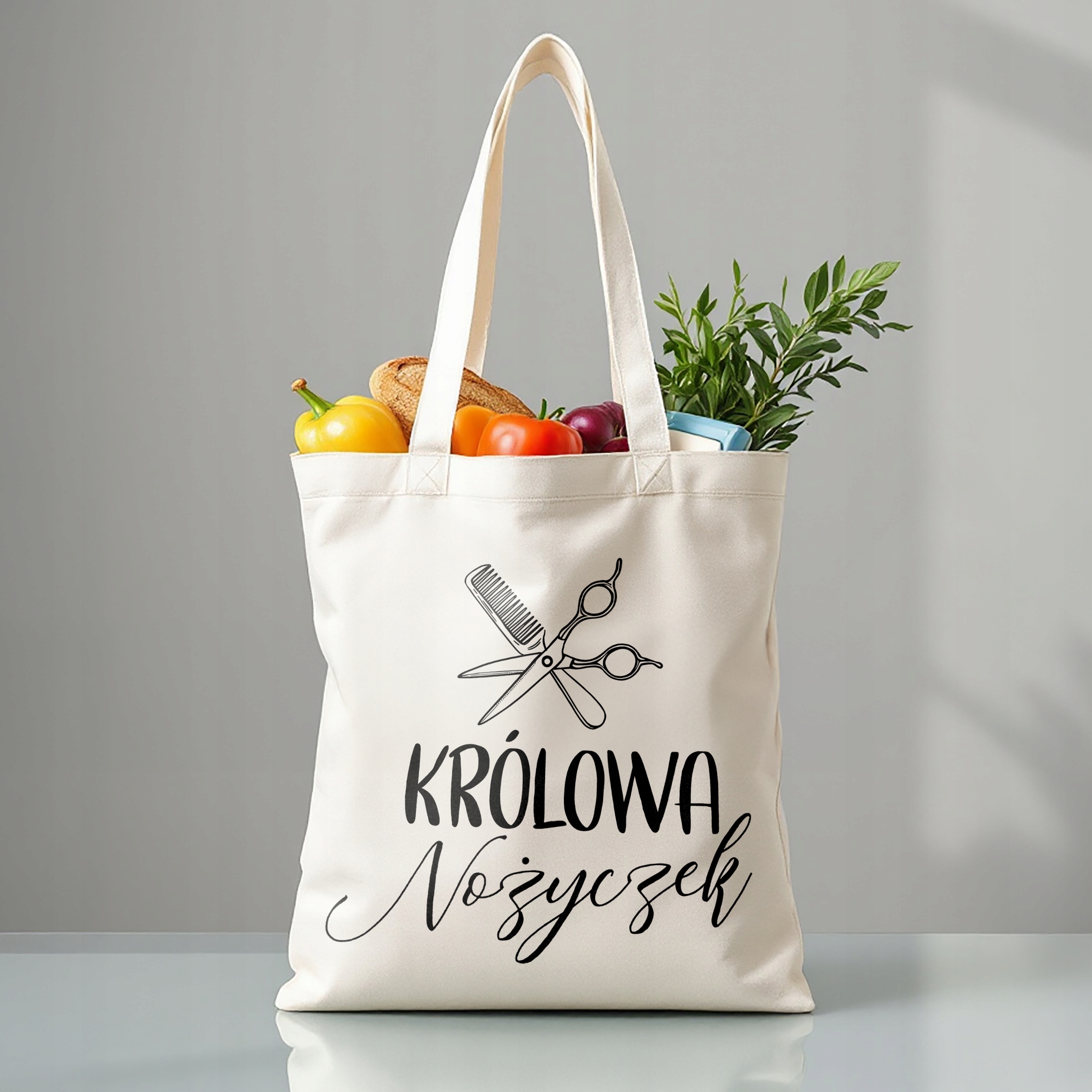 Torba bawełniana premium Królowa Nożyczek Fryzjerka Prezent