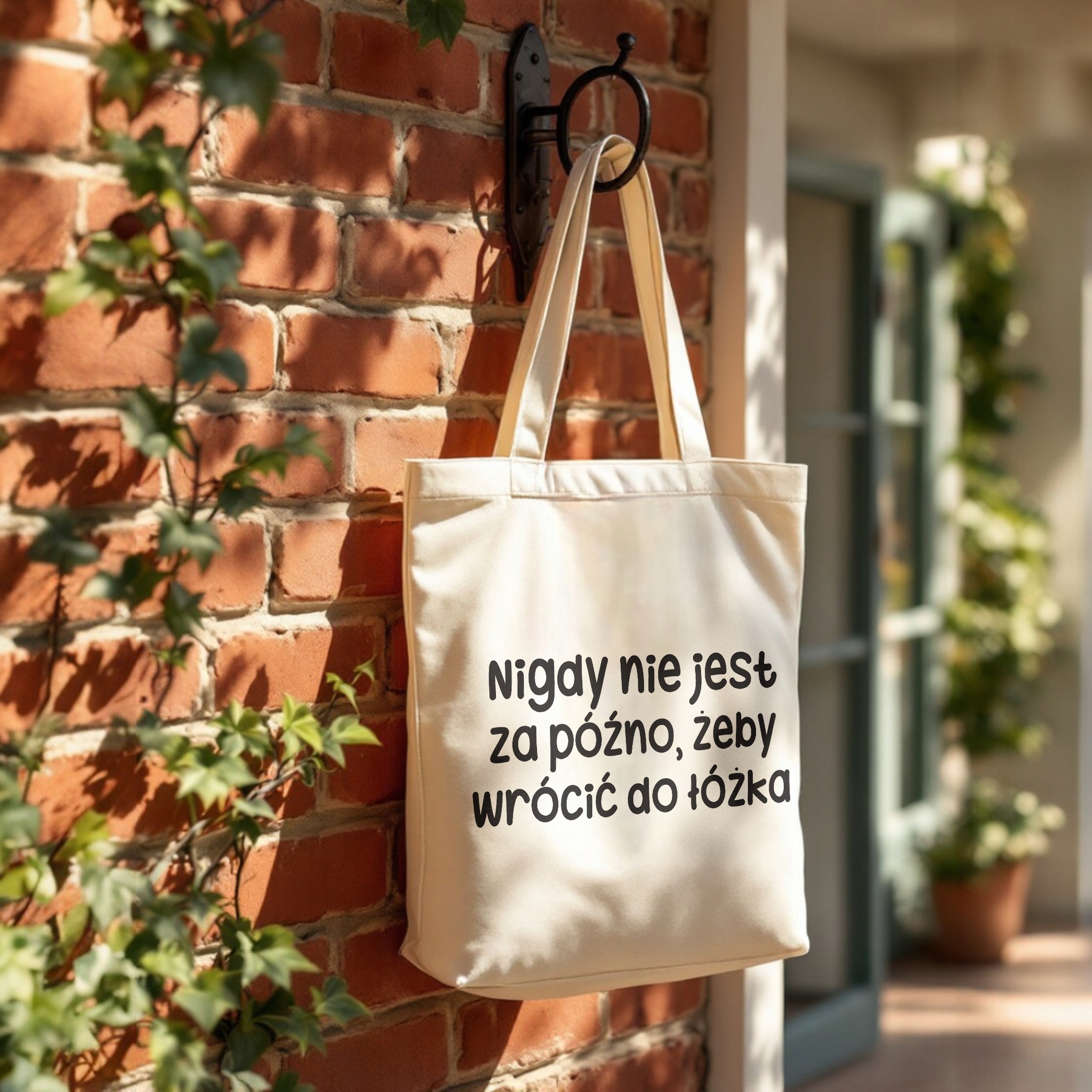 Torba bawełniana premium Nigdy Nie Jest Za Późno Zabawny Prezent