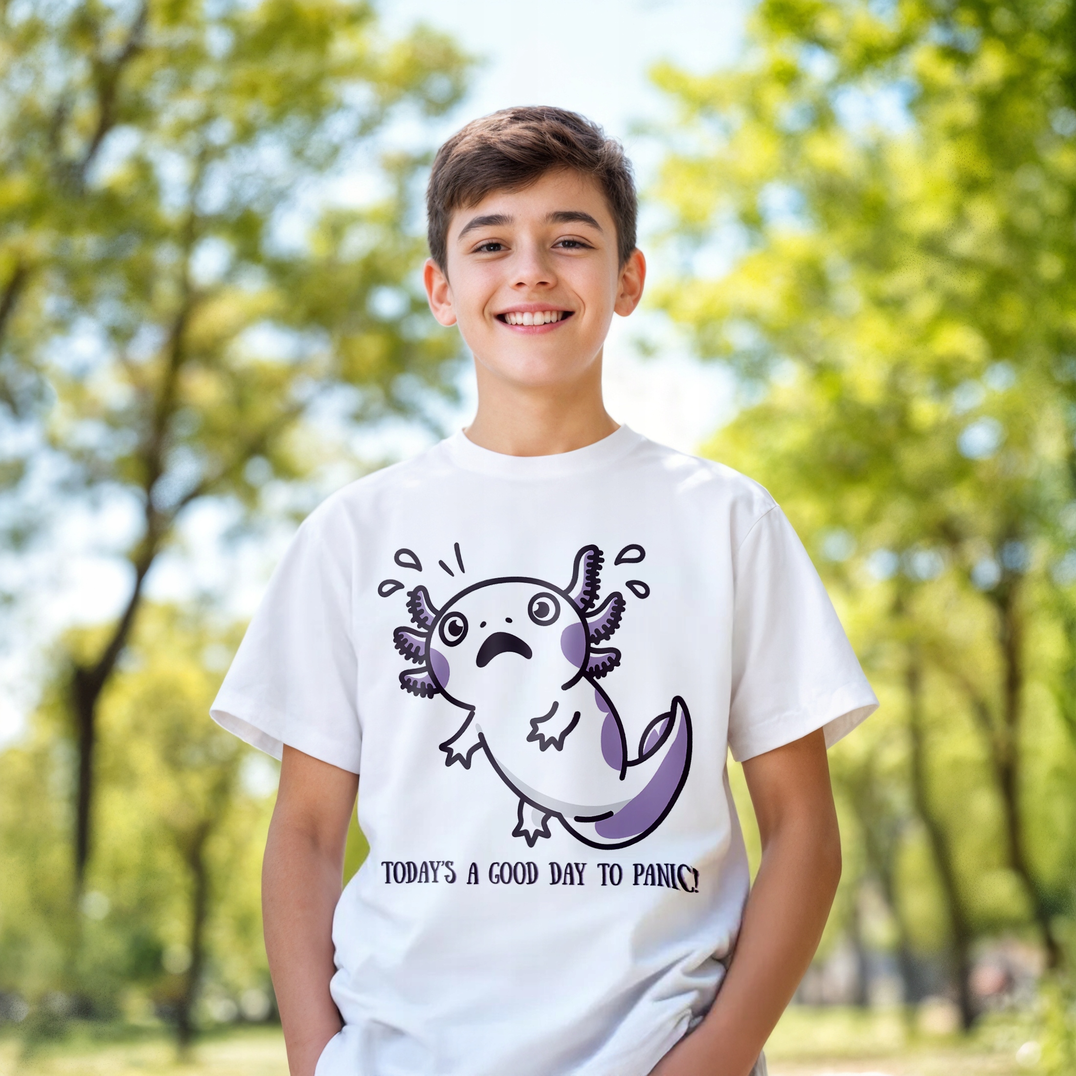 Koszulka dla dziecka biała Aksolotl Axolotl Pixel Gra Różowy