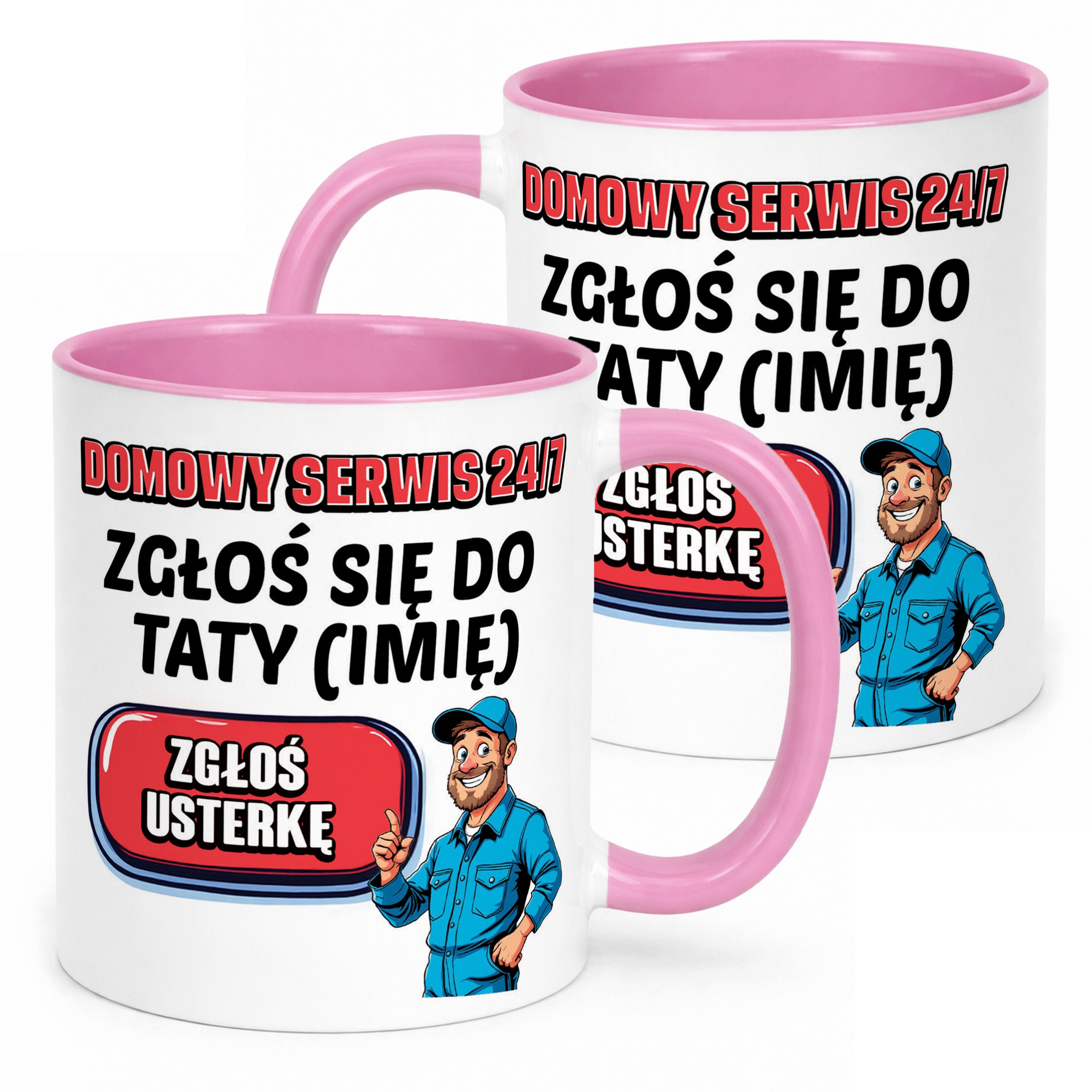Kubek Różowy Personalizowany Dzień Ojca Zgłoś Się Do Taty Prezent