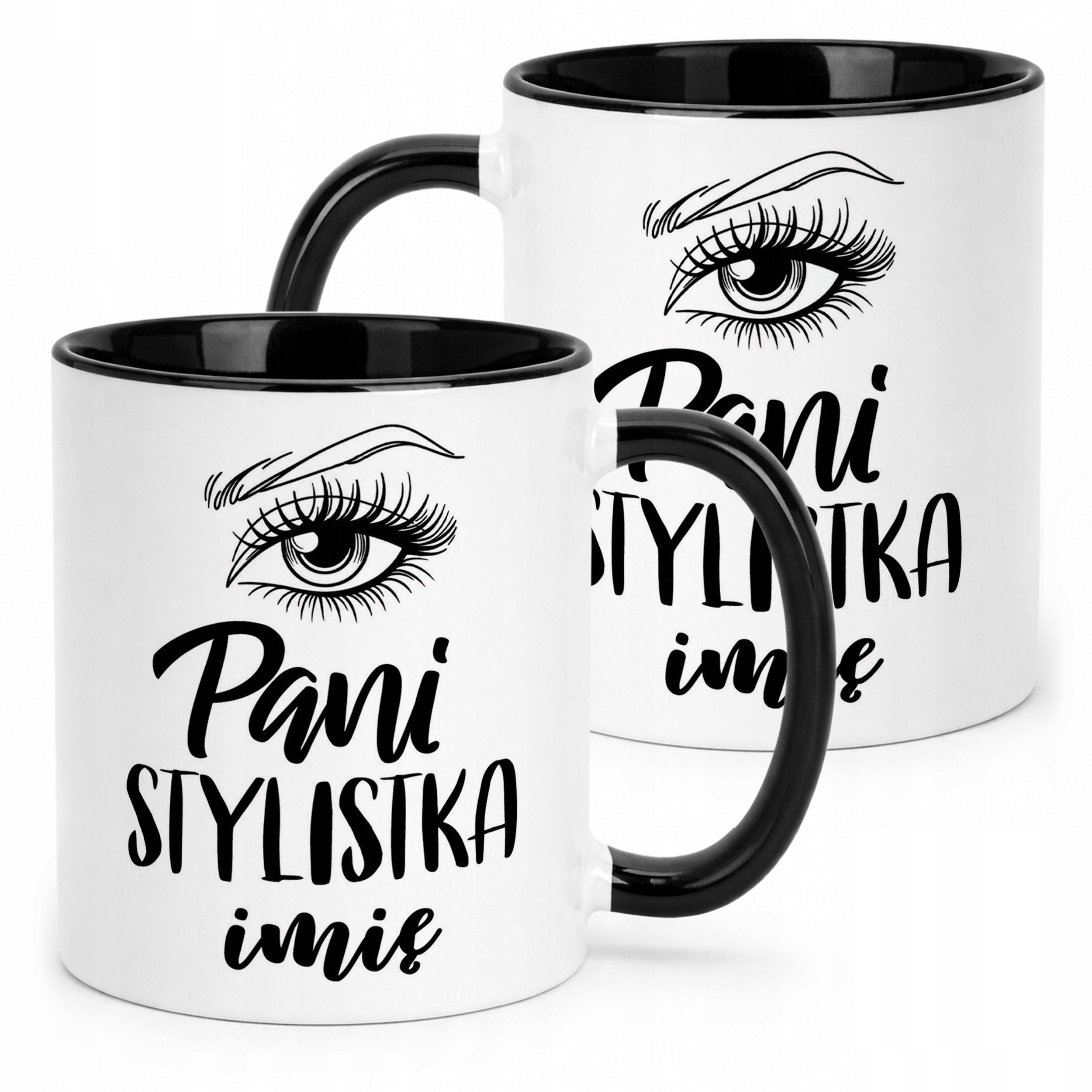Kubek Czarny Personalizowany Pani Stylistka Rzęs Brwi Prezent