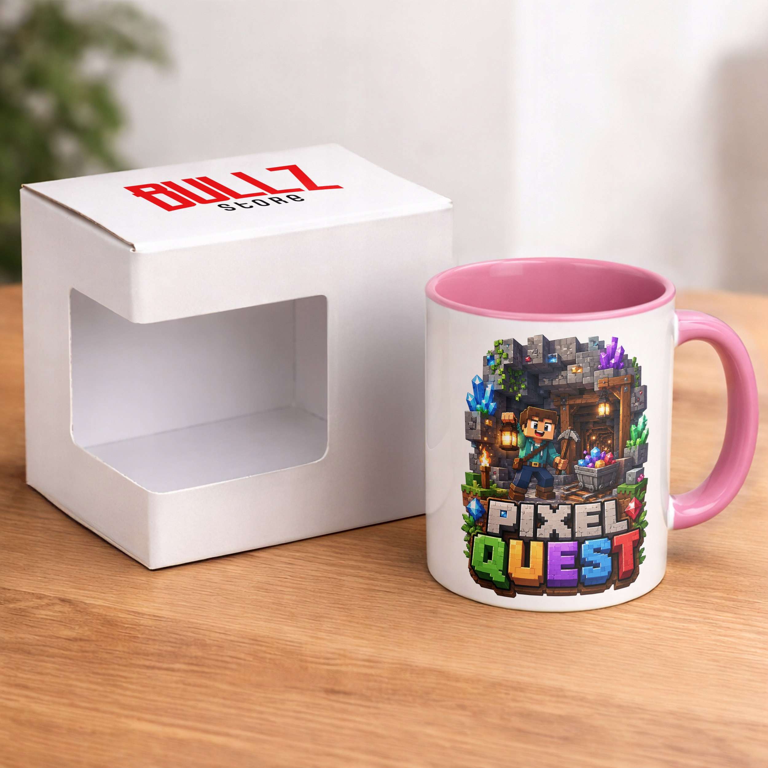 Kubek Różowy z nadrukiem PIXEL Gra Dla Dzieci Prezent Upominek