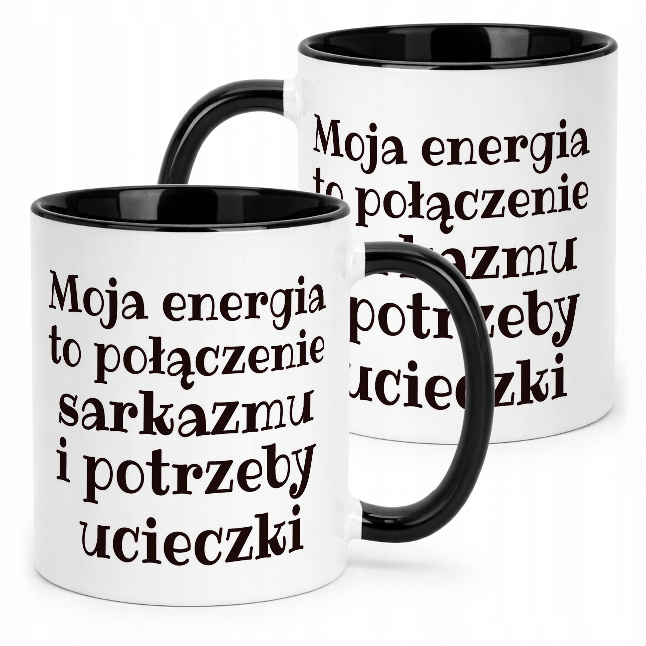 Kubek Czarny Moja Energia To Połączenie Śmieszny Zabawny Prezent