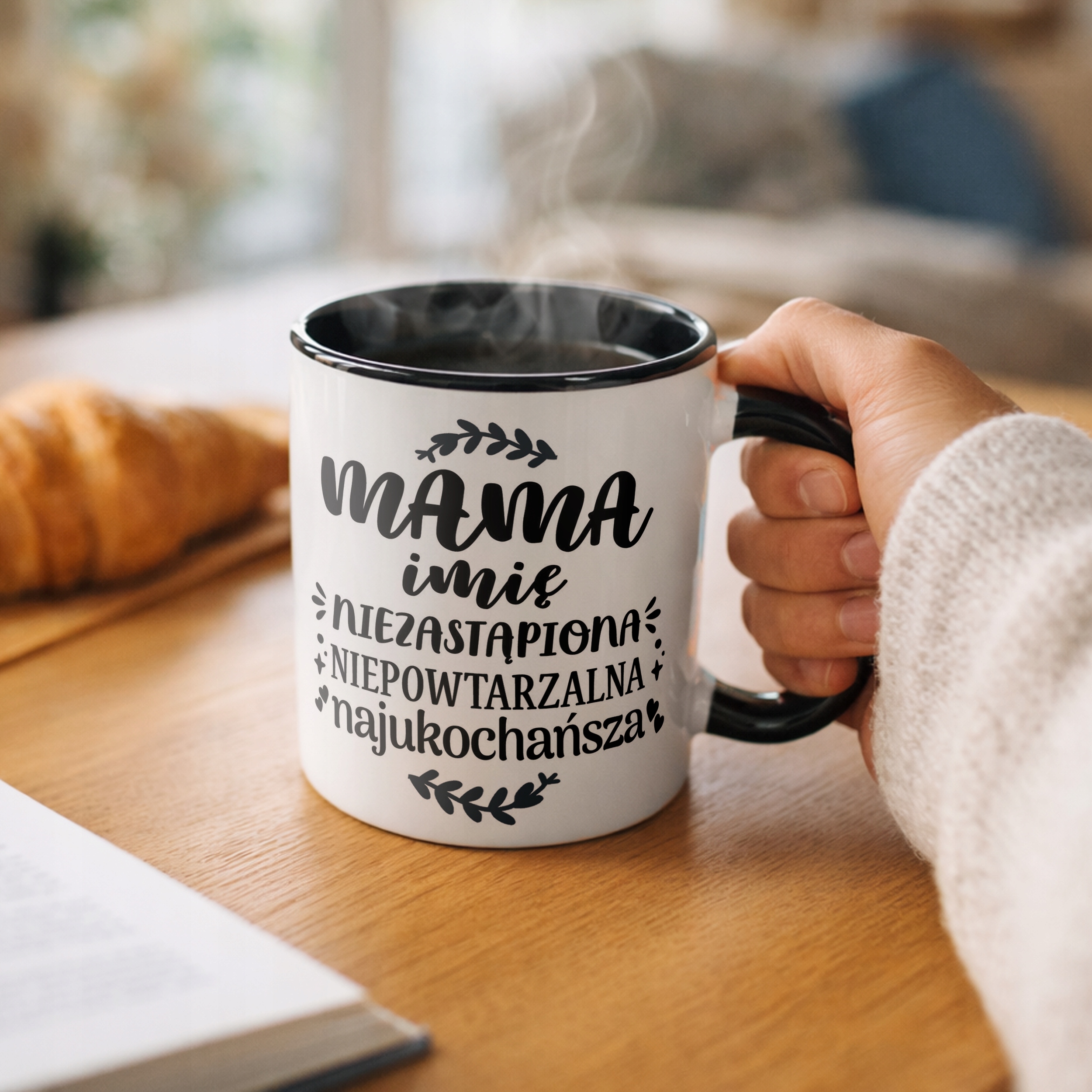 Kubek Czarny Personalizowany Dzień Matki Dla Mamy Prezent Upominek