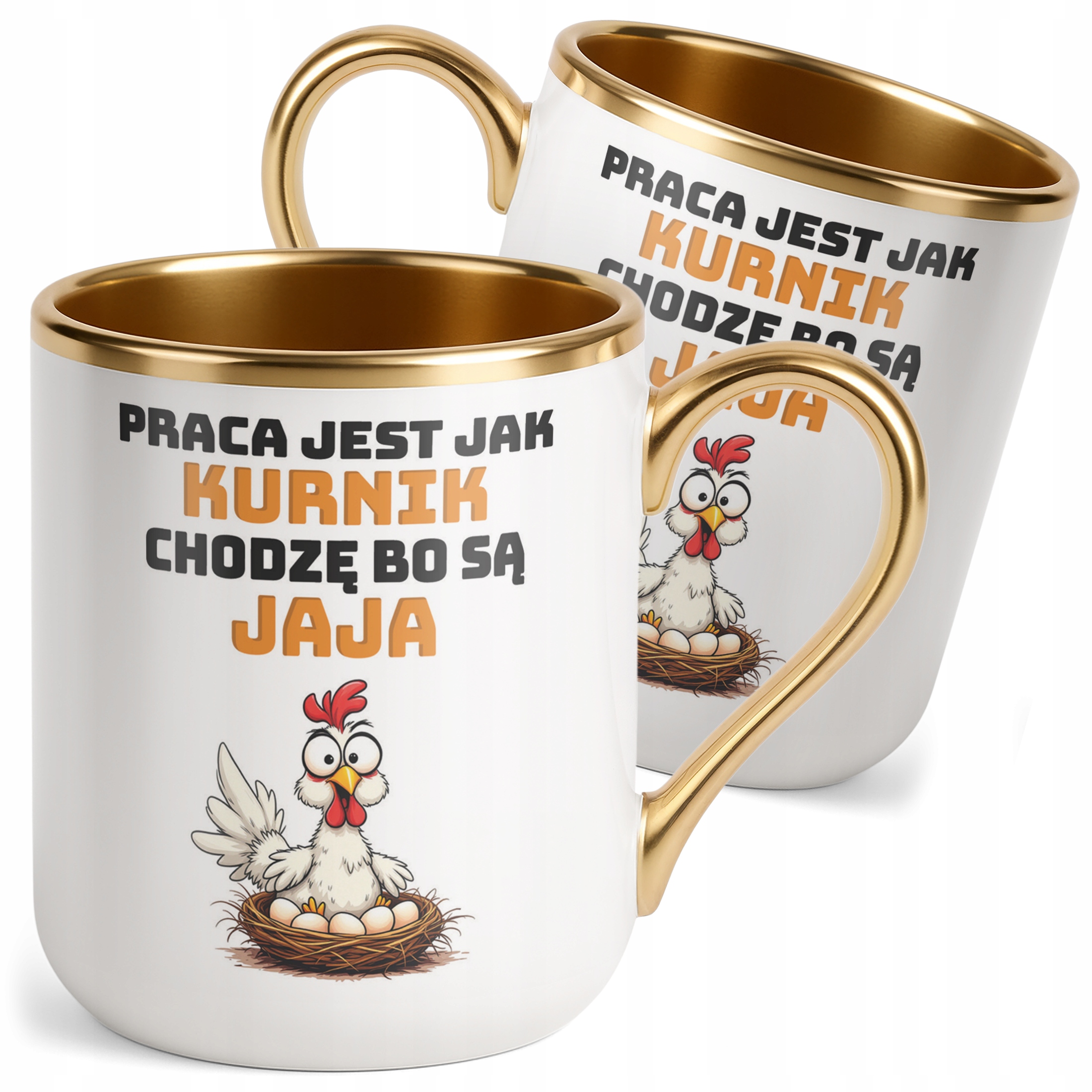 Kubek Premium Złoty Praca Jest Jak Kurnik Zabawny Prezent Praca