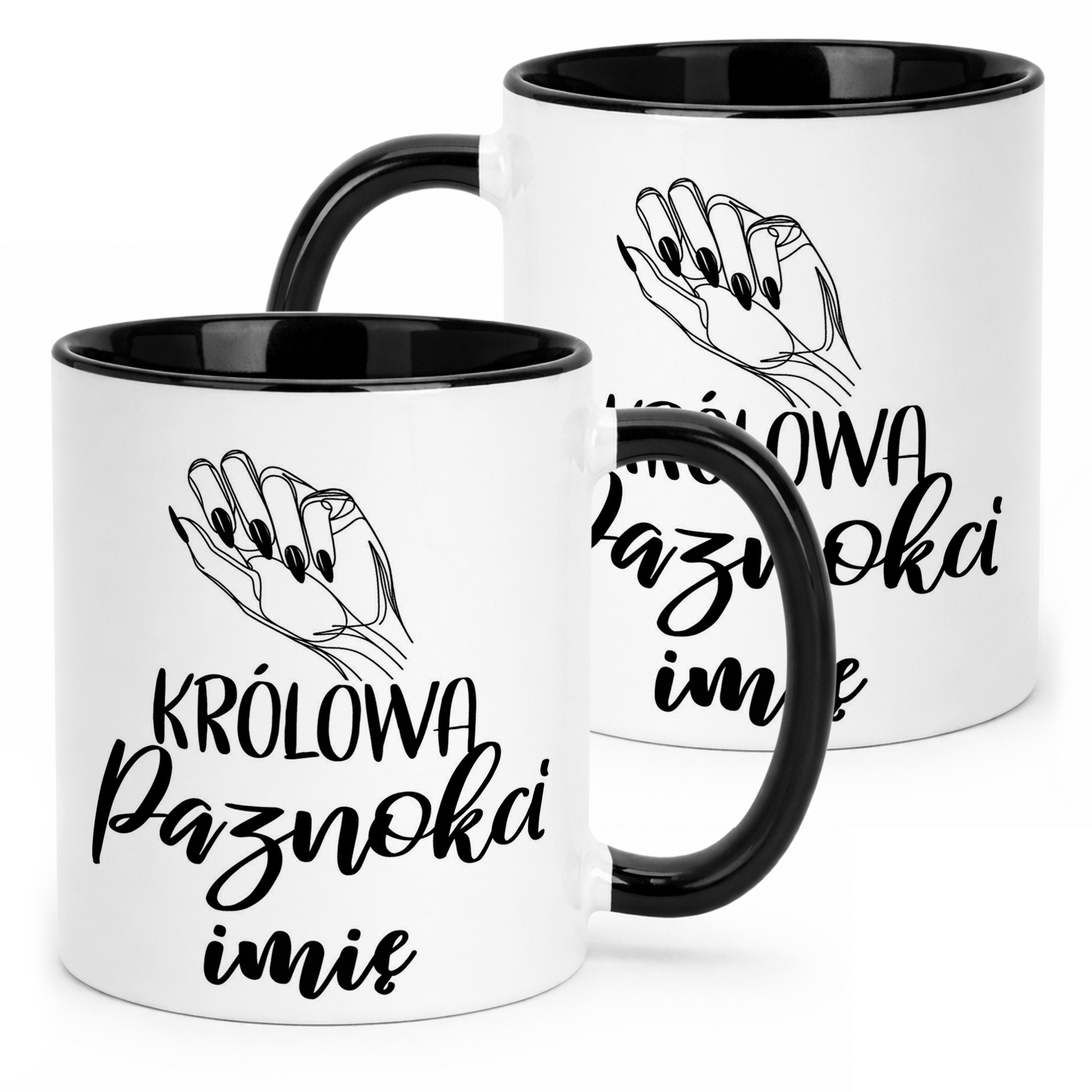 Kubek Czarny Personalizowany Królowa Paznokci Dla Stylistki Prezent