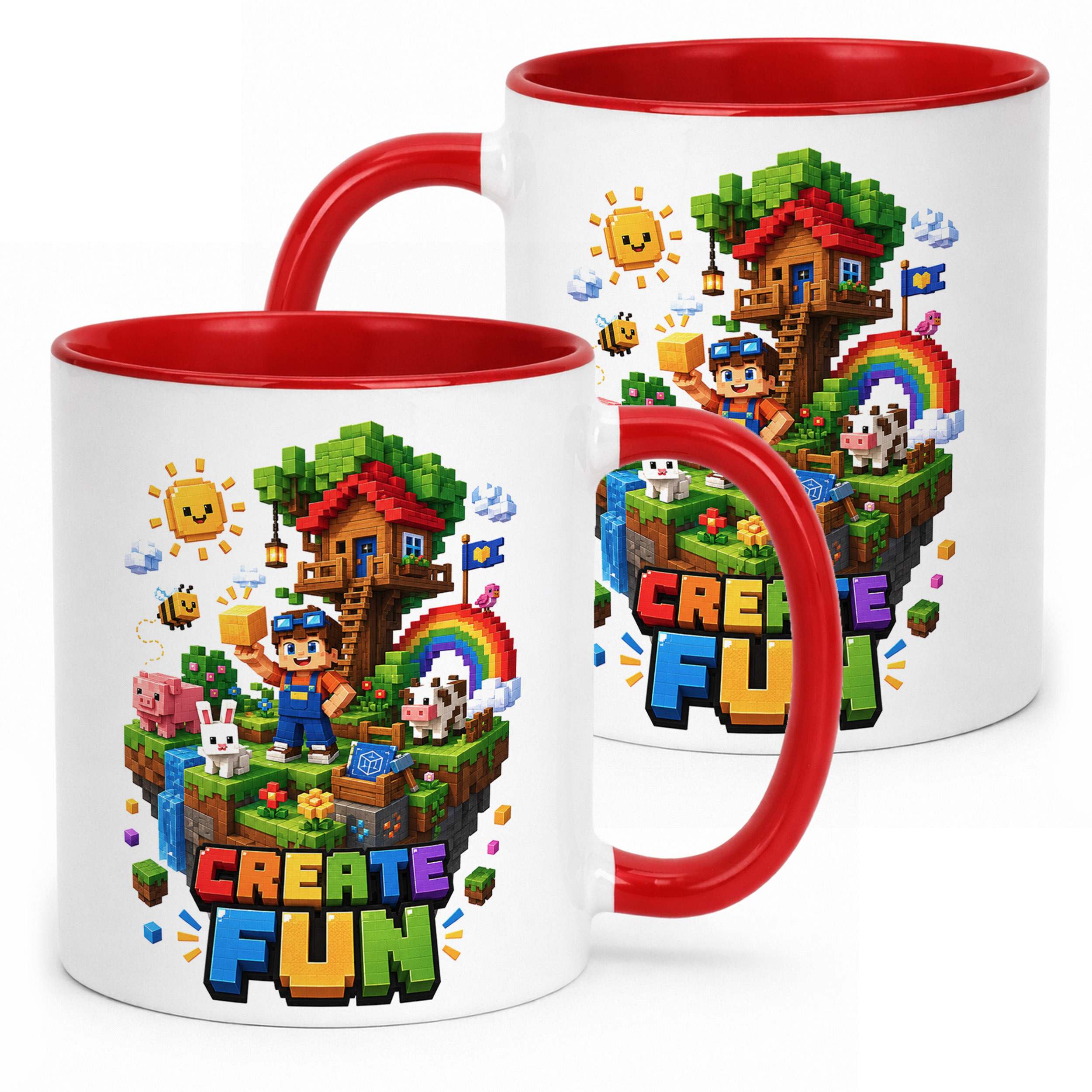 Kubek Czerwony z nadrukiem PIXEL GRA Dla Dzieci Prezent Upominek