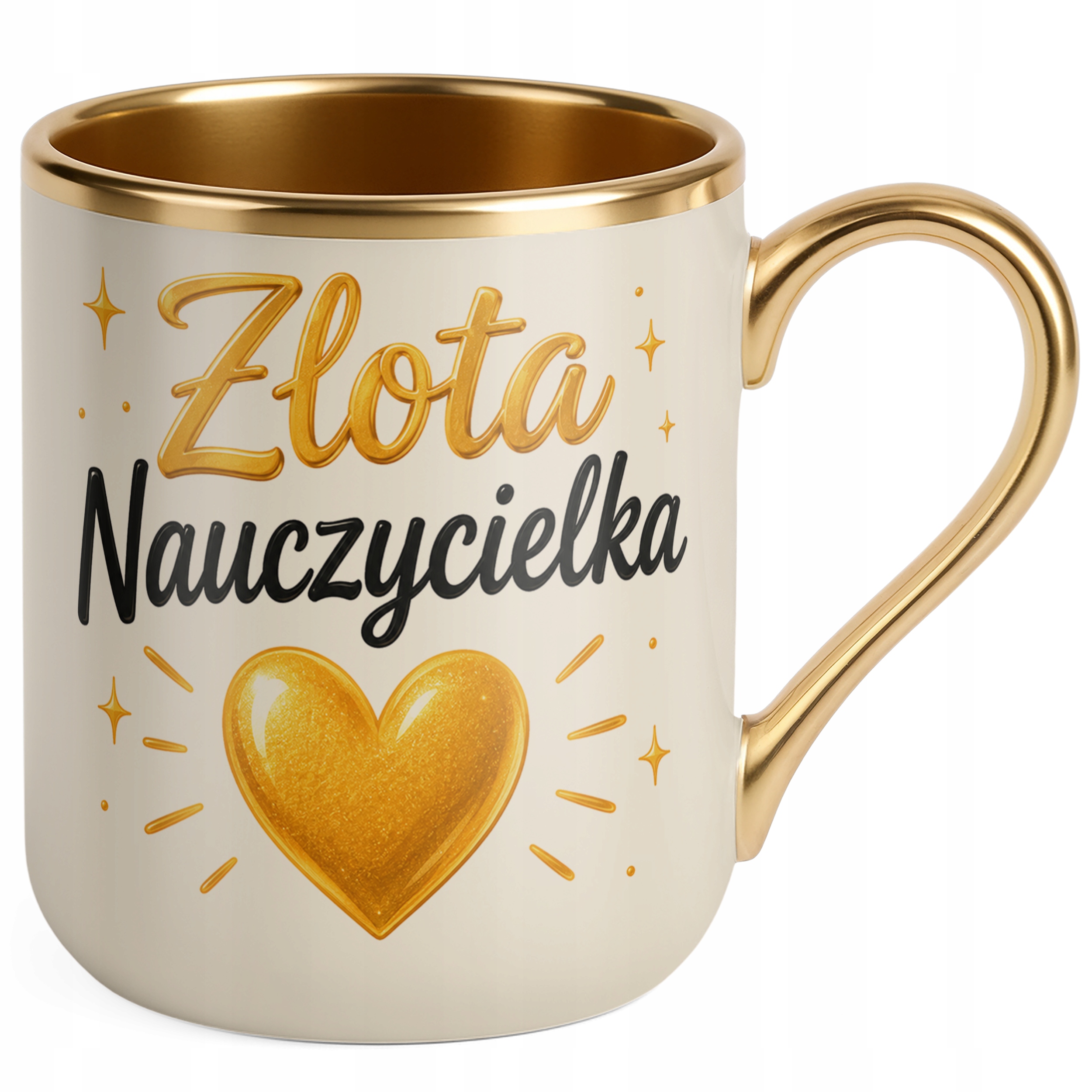 Kubek Premium Złoty Ecru Dzień Nauczyciela Dla Nauczycielki Prezent