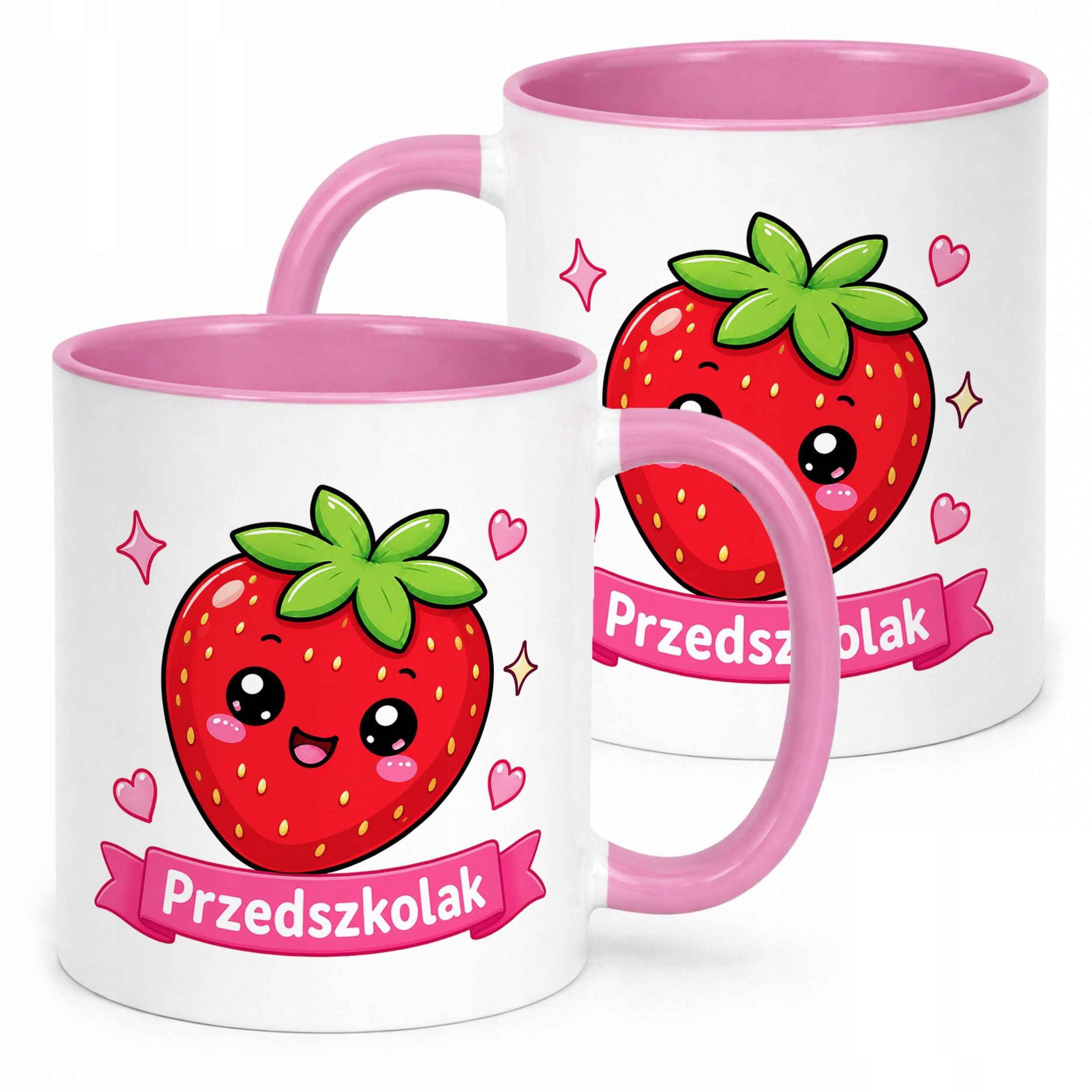 Kubek Różowy z nadrukiem Przedszkolak Szkoła Dla Dzieci Prezent