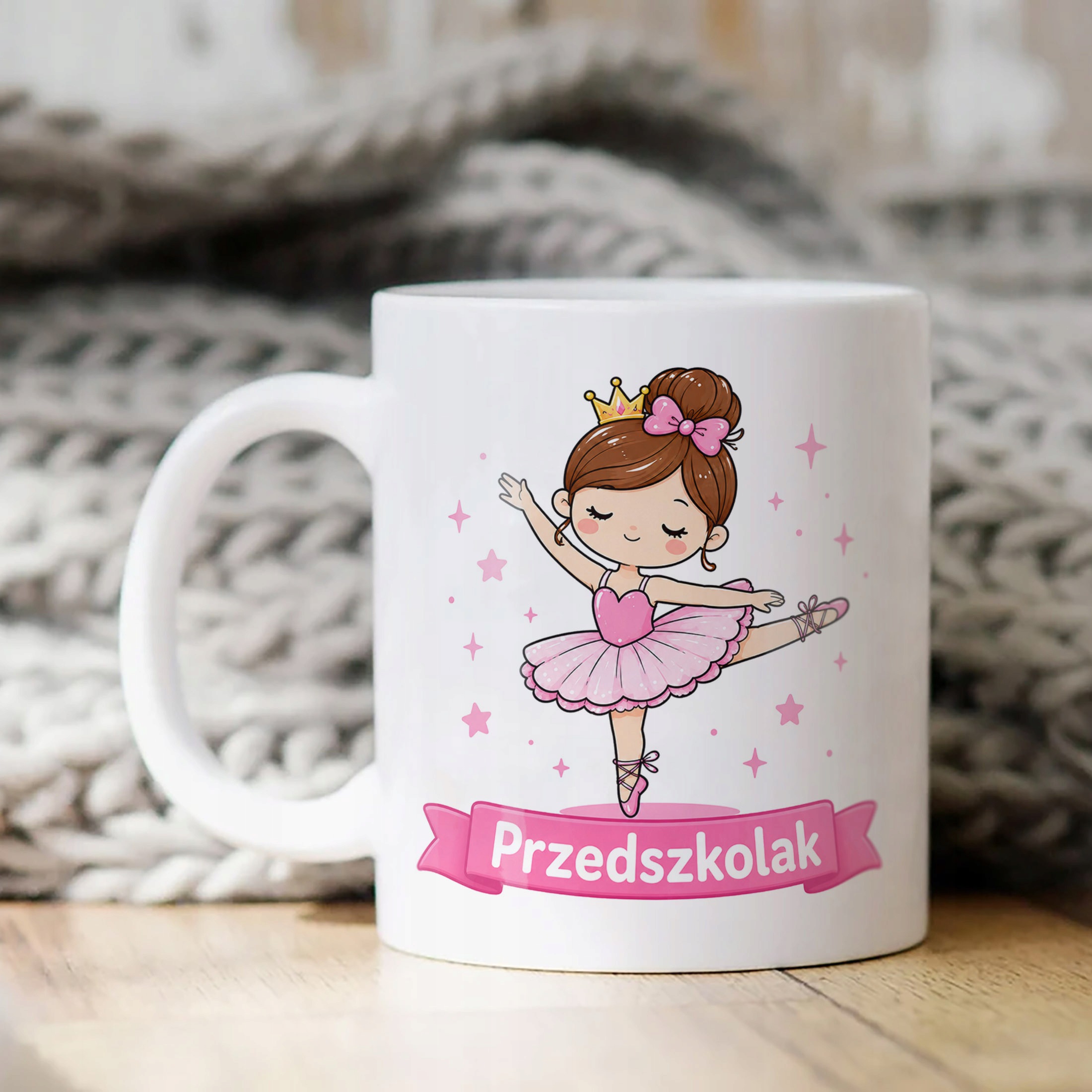 Biały Kubek z nadrukiem Przedszkolak Szkoła Dla Dzieci Prezent