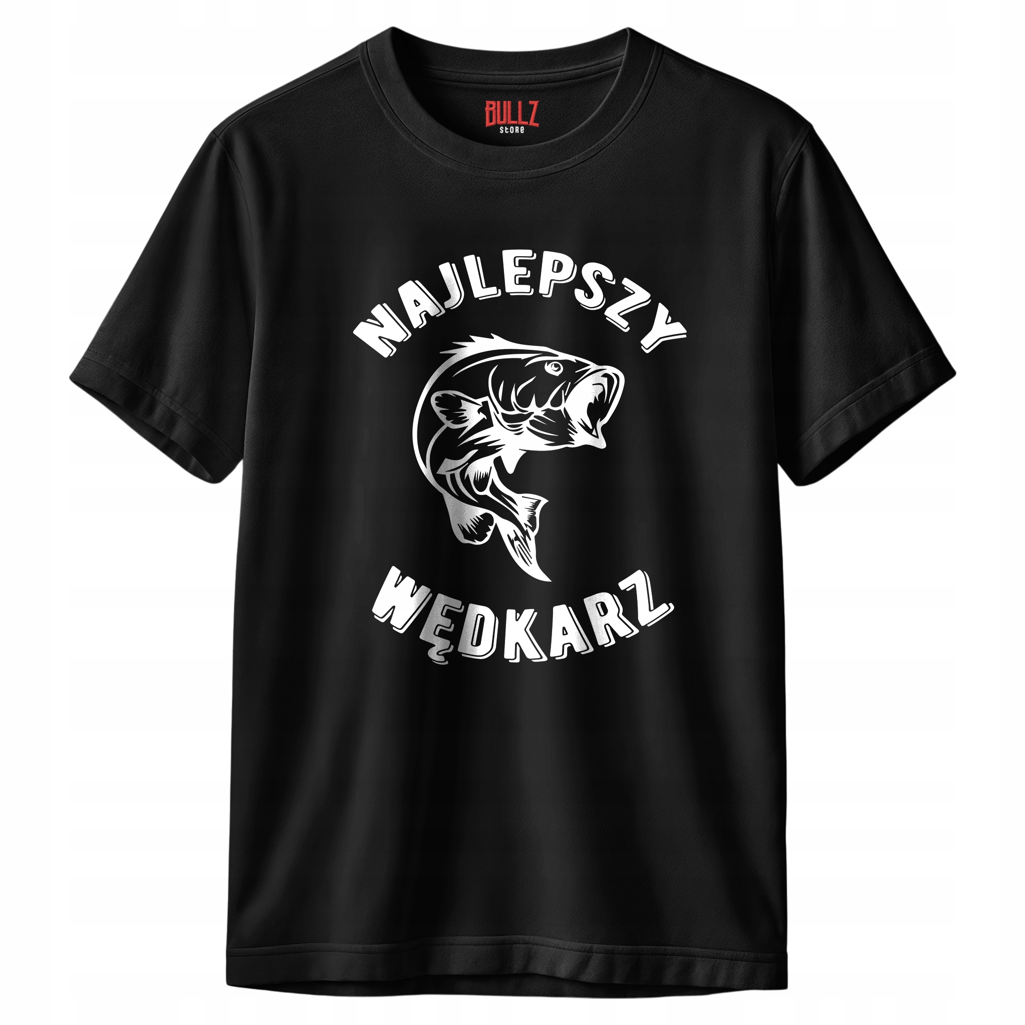 Koszulka czarna męska Dla Wędkarza Wędkowanie Ryby Prezent