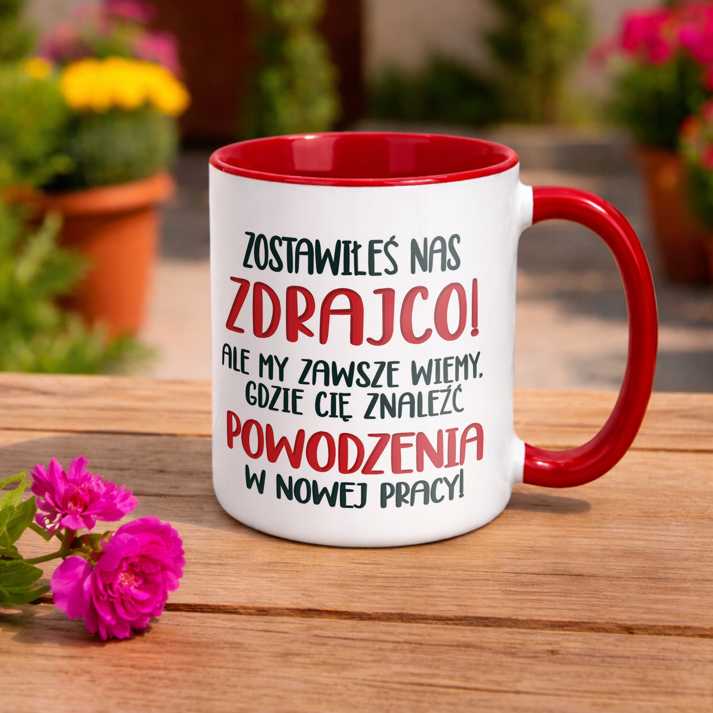 Kubek Czerwony Pożeganie Odejście z Pracy Dla Kolegi Prezent