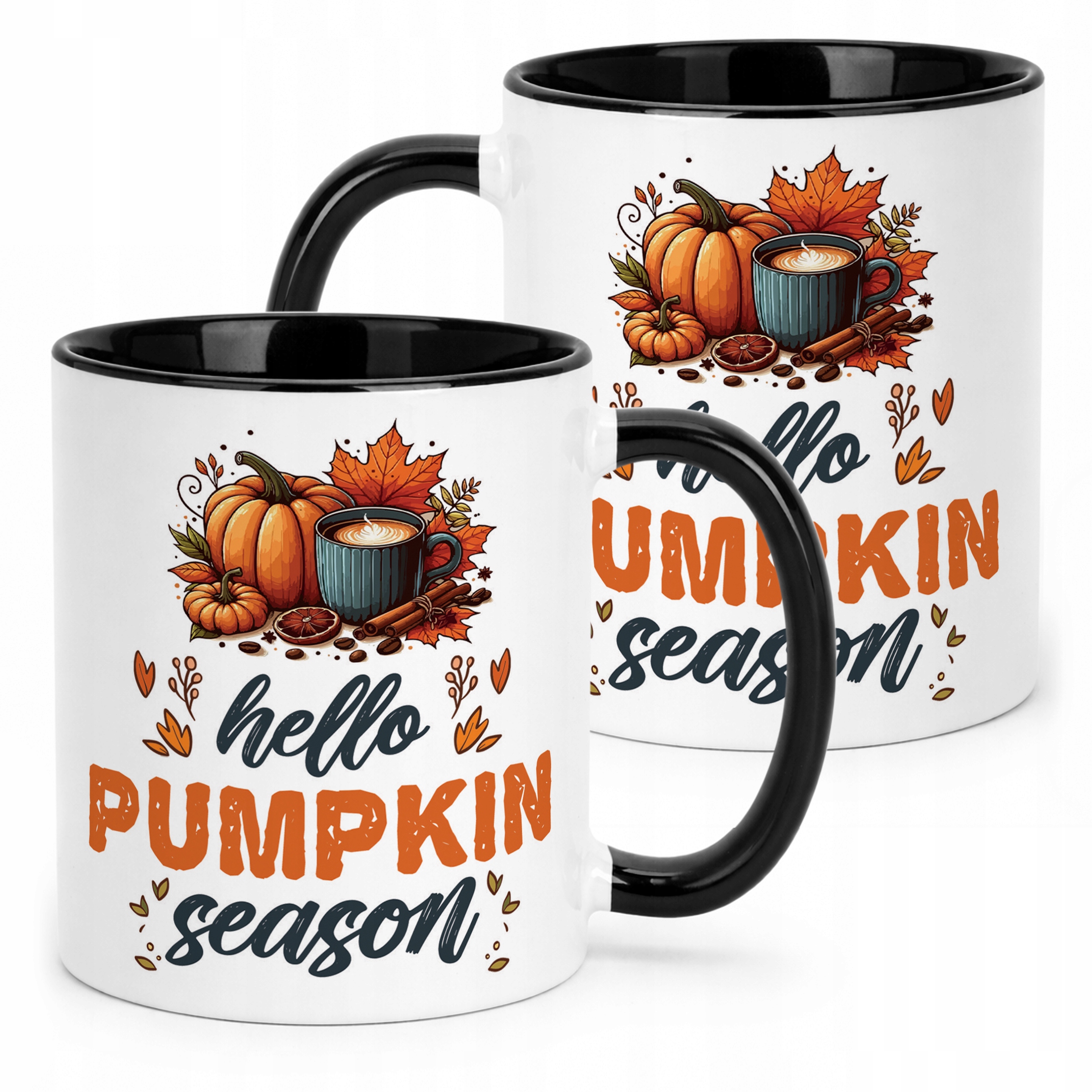 Kubek Czarny Jesienny Jesień Hello Pumpkin Dynia Prezent