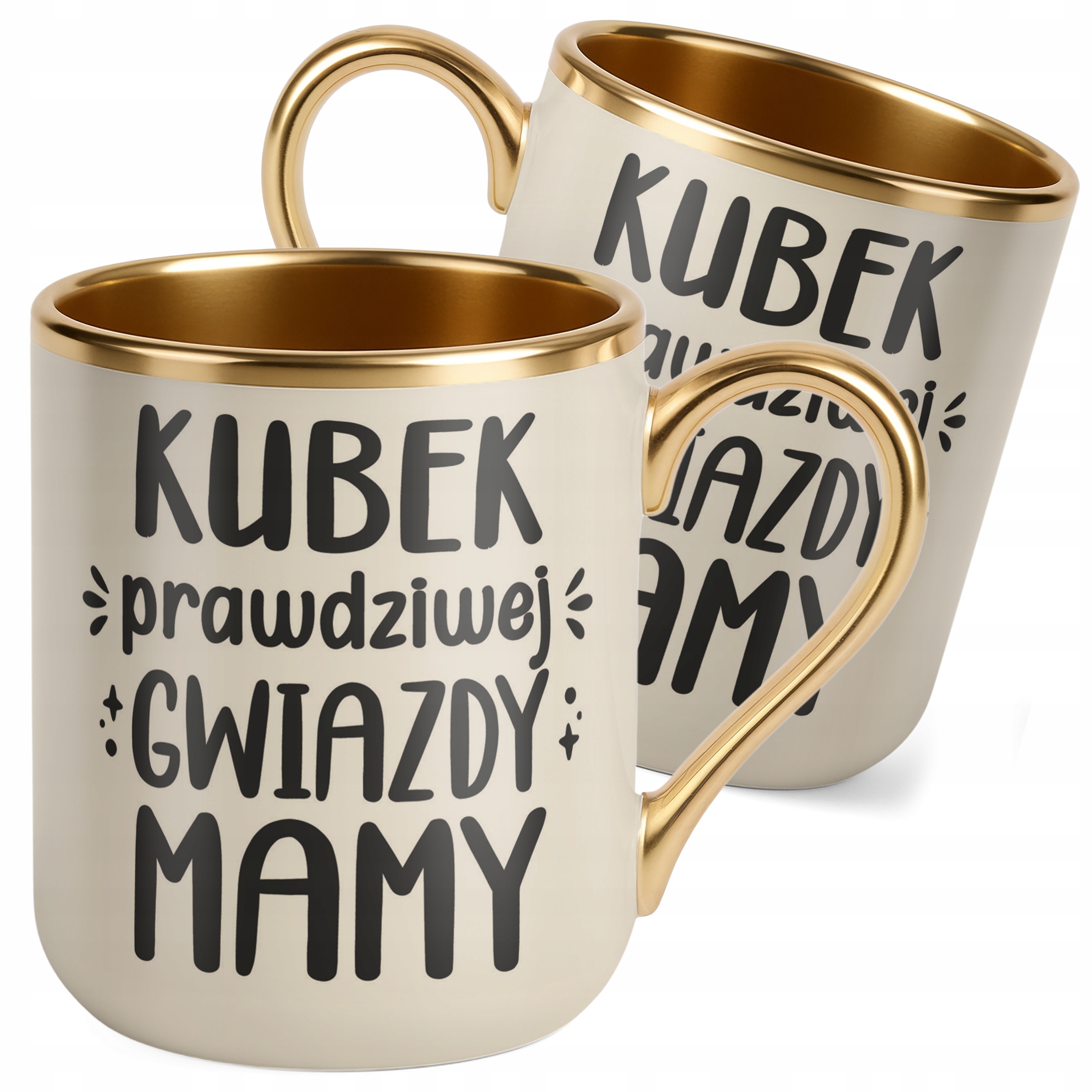 Kubek Premium Złoty Ecru Dzień Matki Dla Mamy Prezent Kubek Gwiazdy