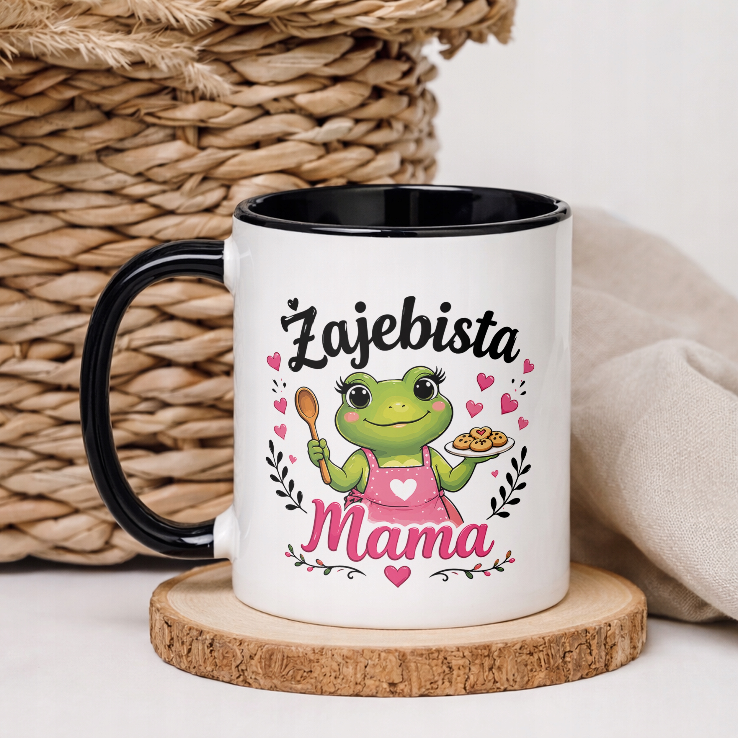 Kubek dla mamy czarny prezent na Dzień Matki wyjątkowy upominek mamy