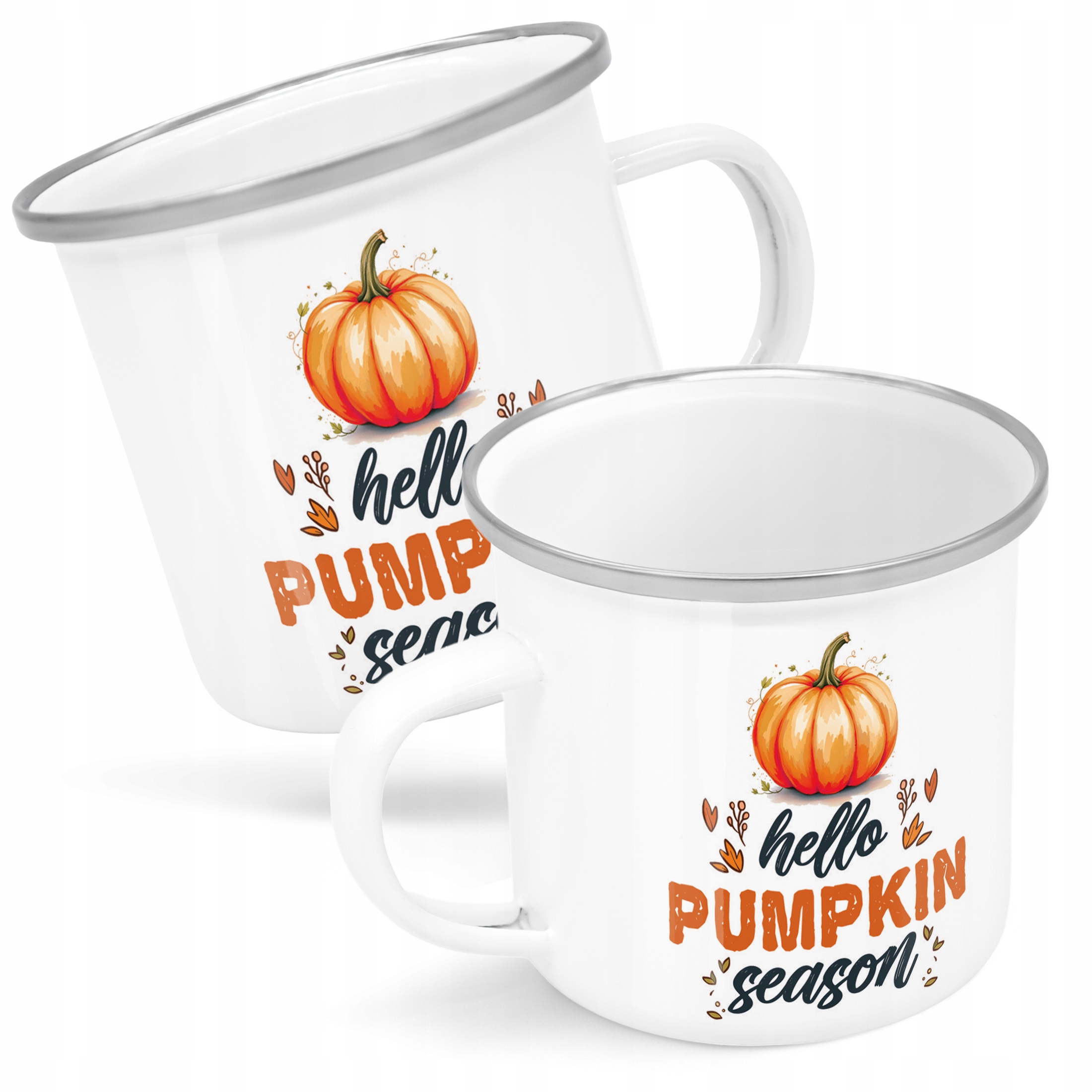 Emaliowany Kubek Garnuszek Jesienny Jesień Hello Pumpkin Dynia Prezent