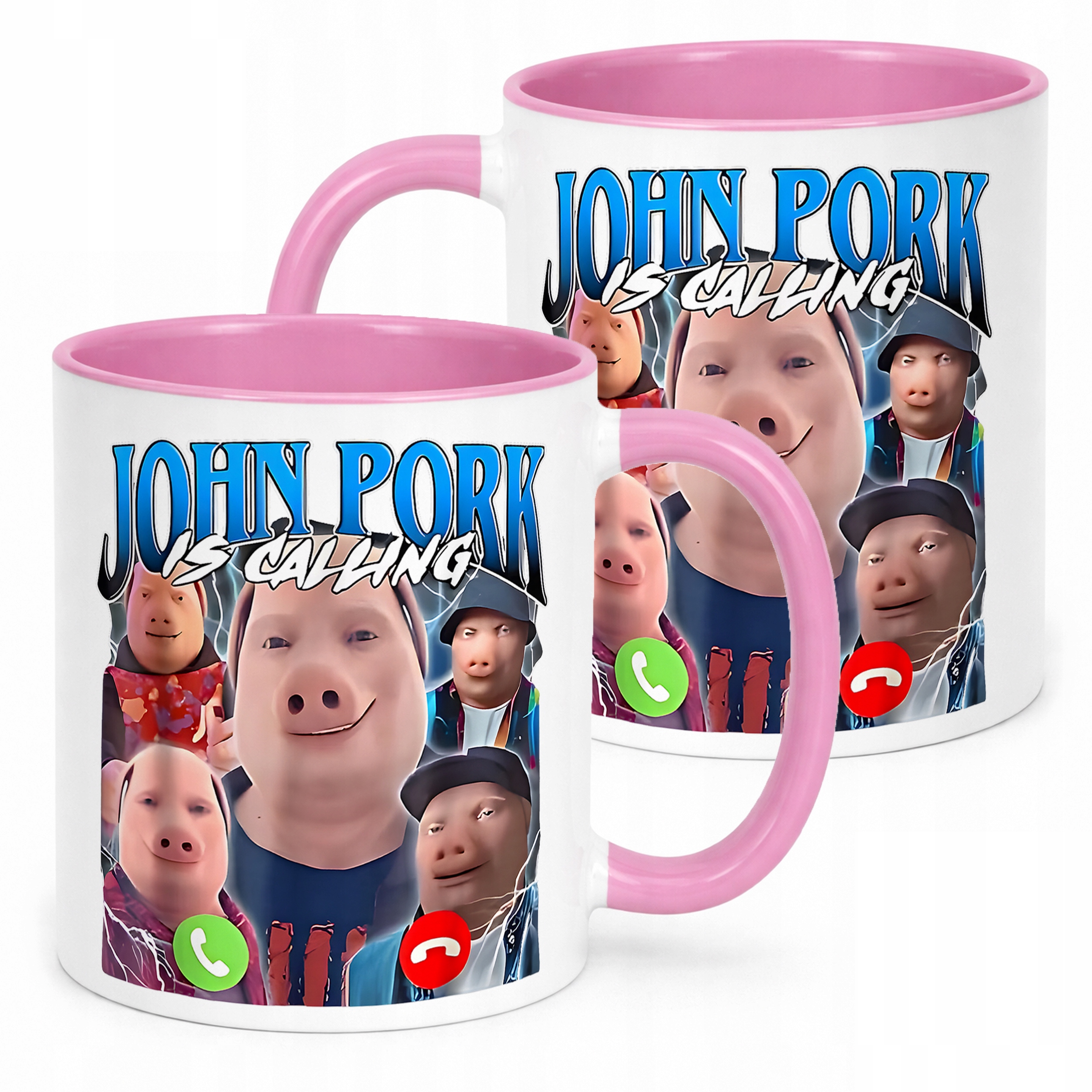 Kubek Różowy John Pork Calling viral tiktok brainrot mem