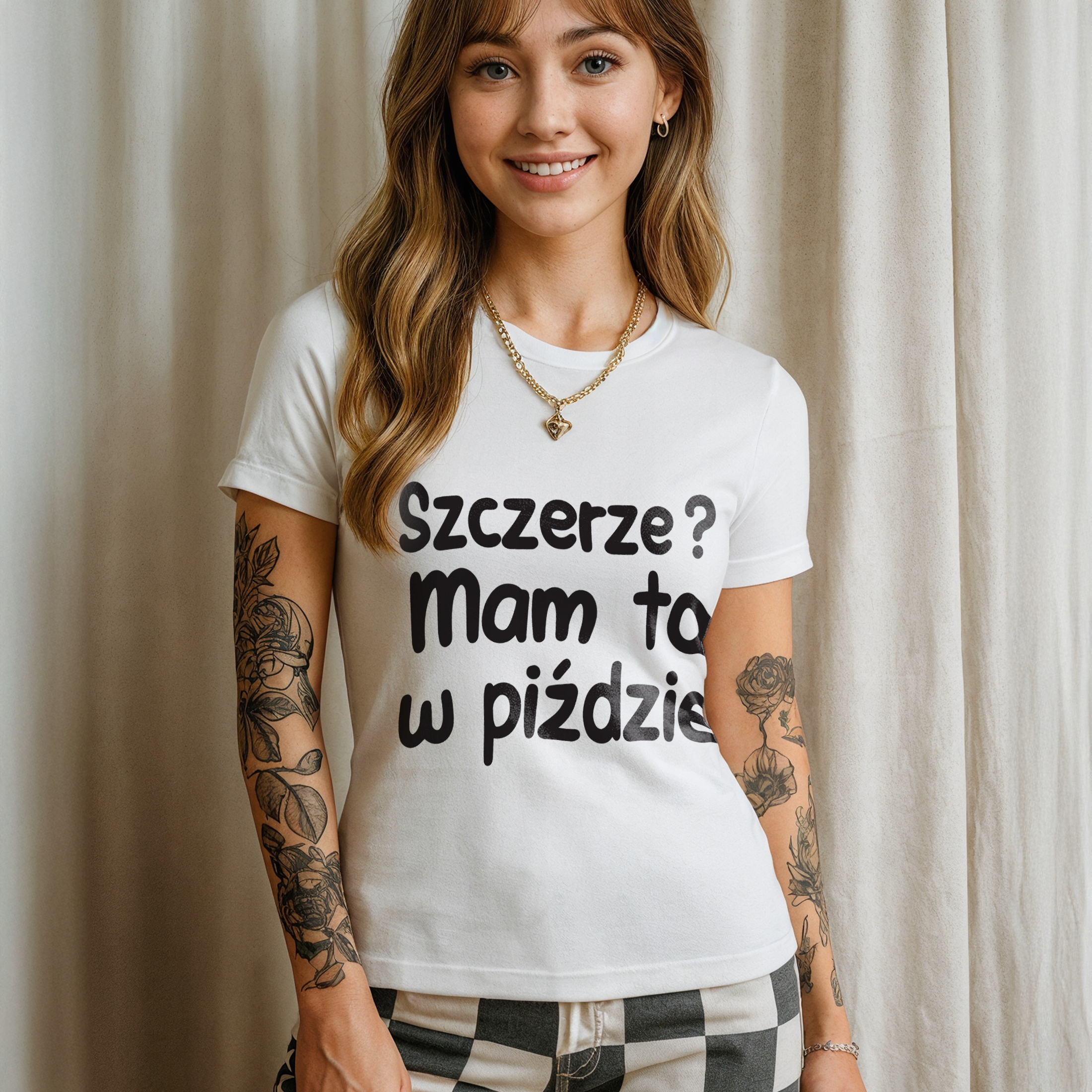 Koszulka biała damska Szczerze Mam To Zabawny Prezent