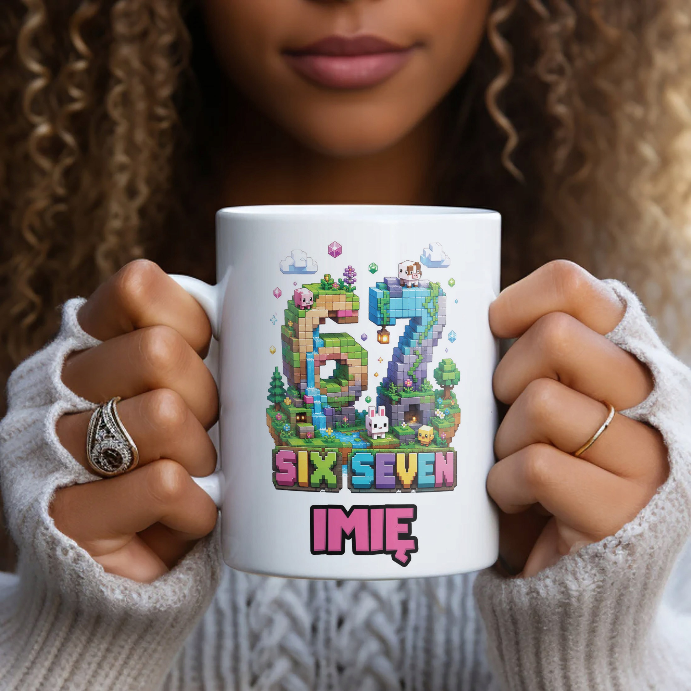 Biały Kubek z nadrukiem personalizowany SIX SEVEN Dla Dzieci Prezent