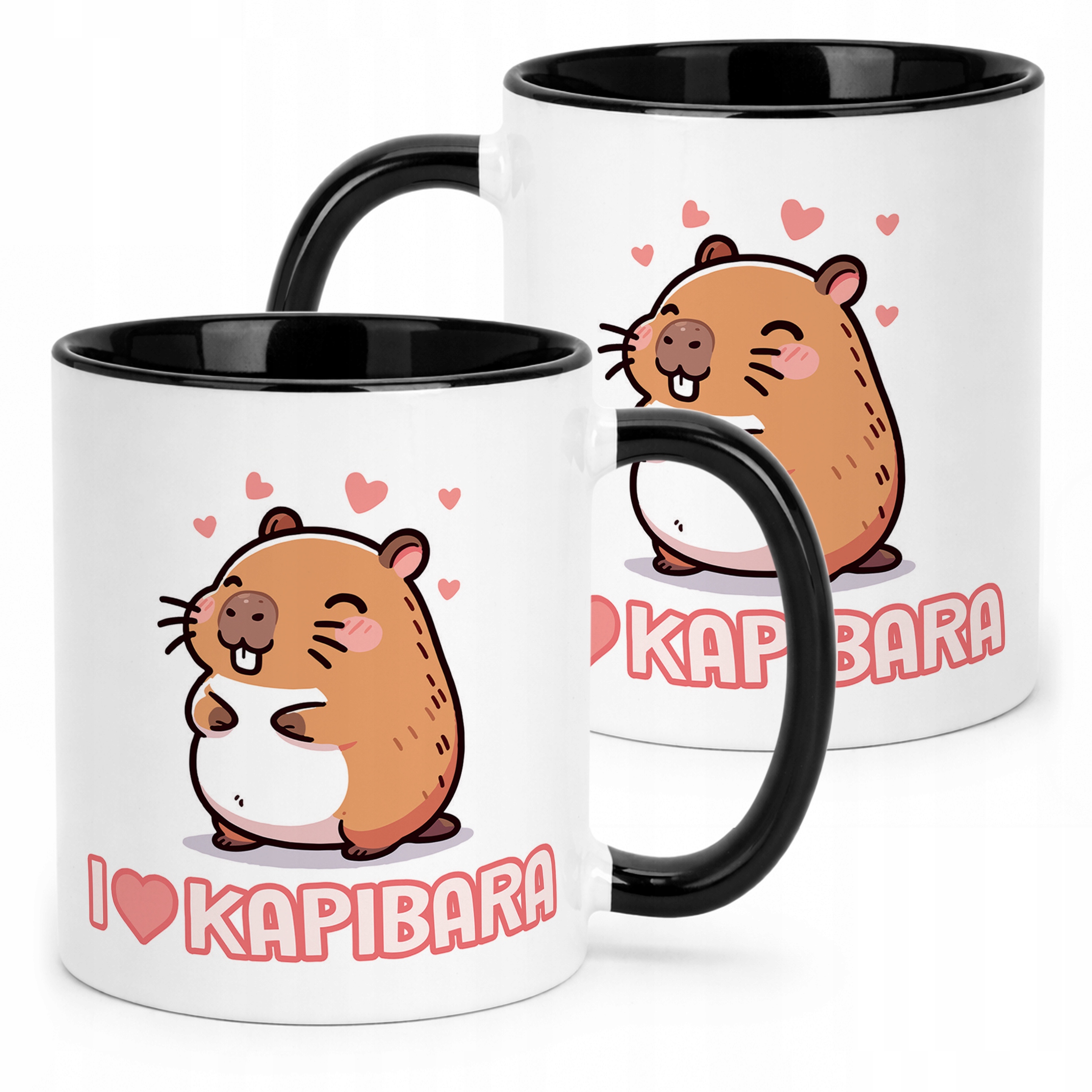 Kubek Czarny Kapibara Capybara Zwierzak Słodki Dla Dzieci Prezent