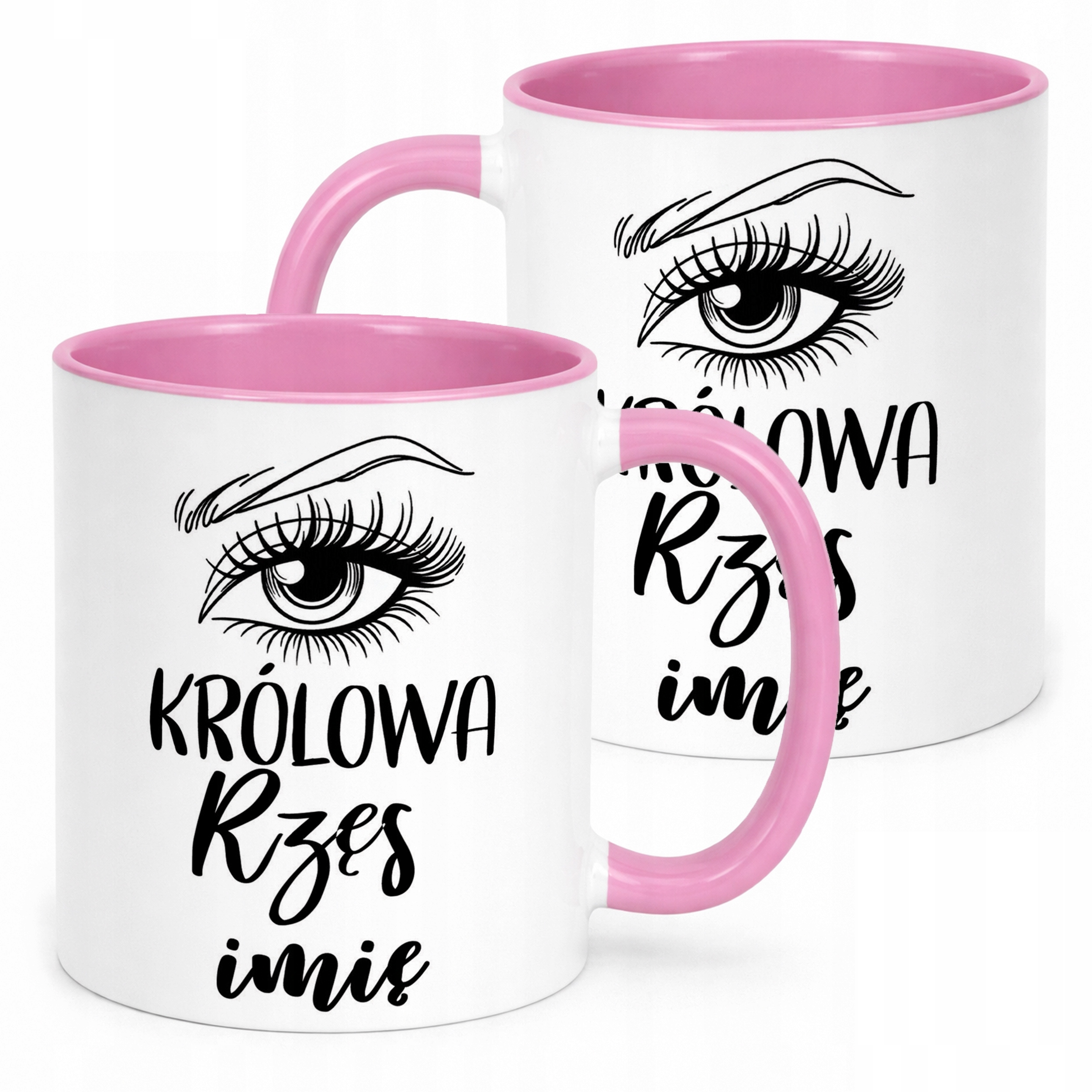 Kubek Różowy Personalizowany Królowa Rzęs Dla Stylistki Prezent