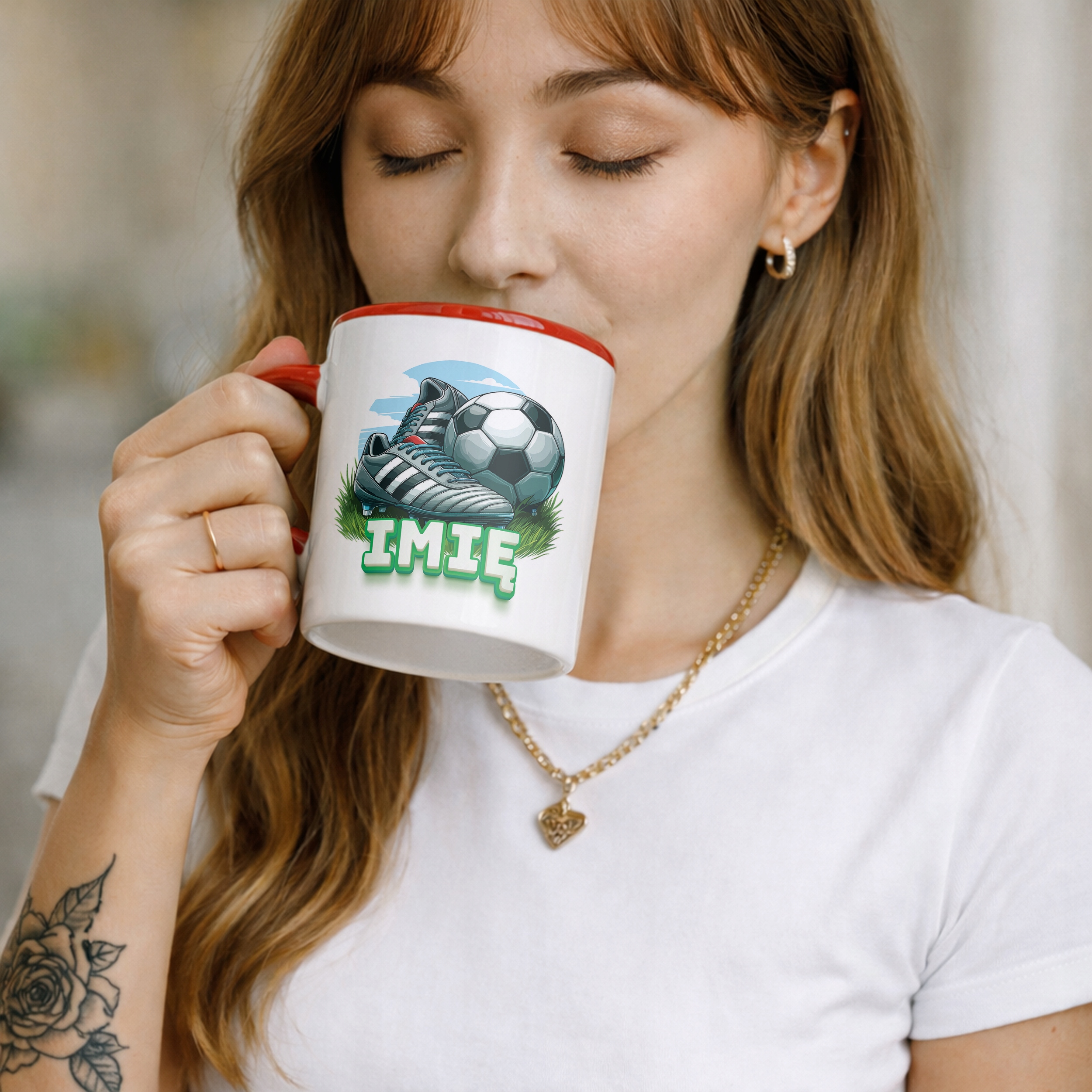 Kubek Czerwony Personalizowany Dla Piłkarza Fana Piłki Nożnej Prezent