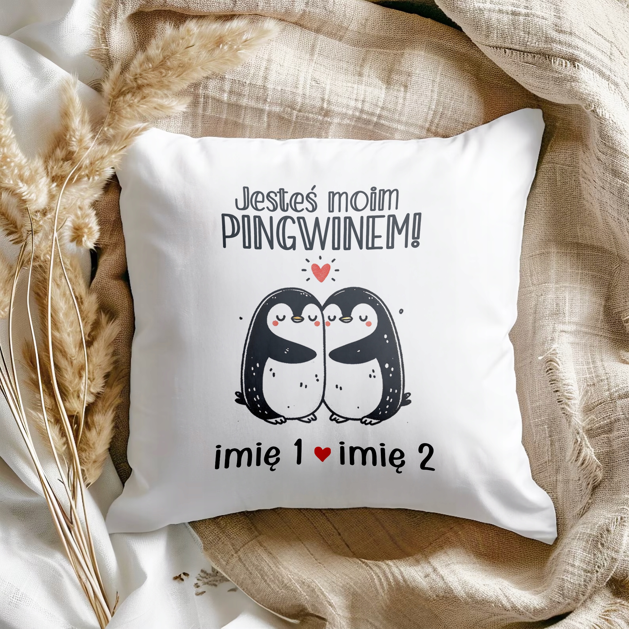Poduszka 38x38cm Personalizowana na walentynki Z imionami Prezent