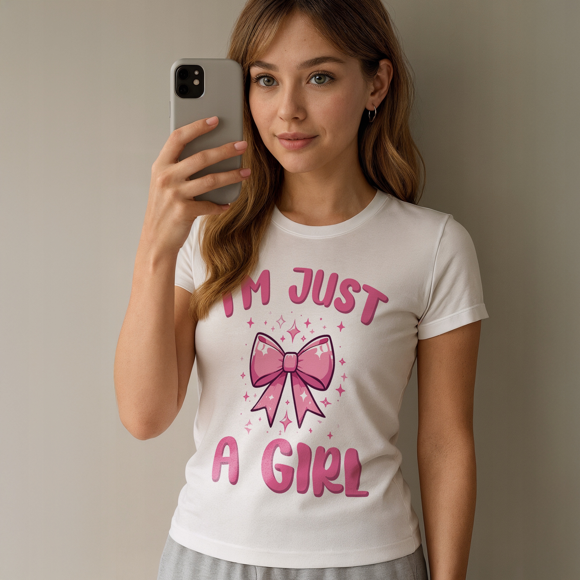 Koszulka biała damska I’m Just A Girl Mem Zabawny Prezent