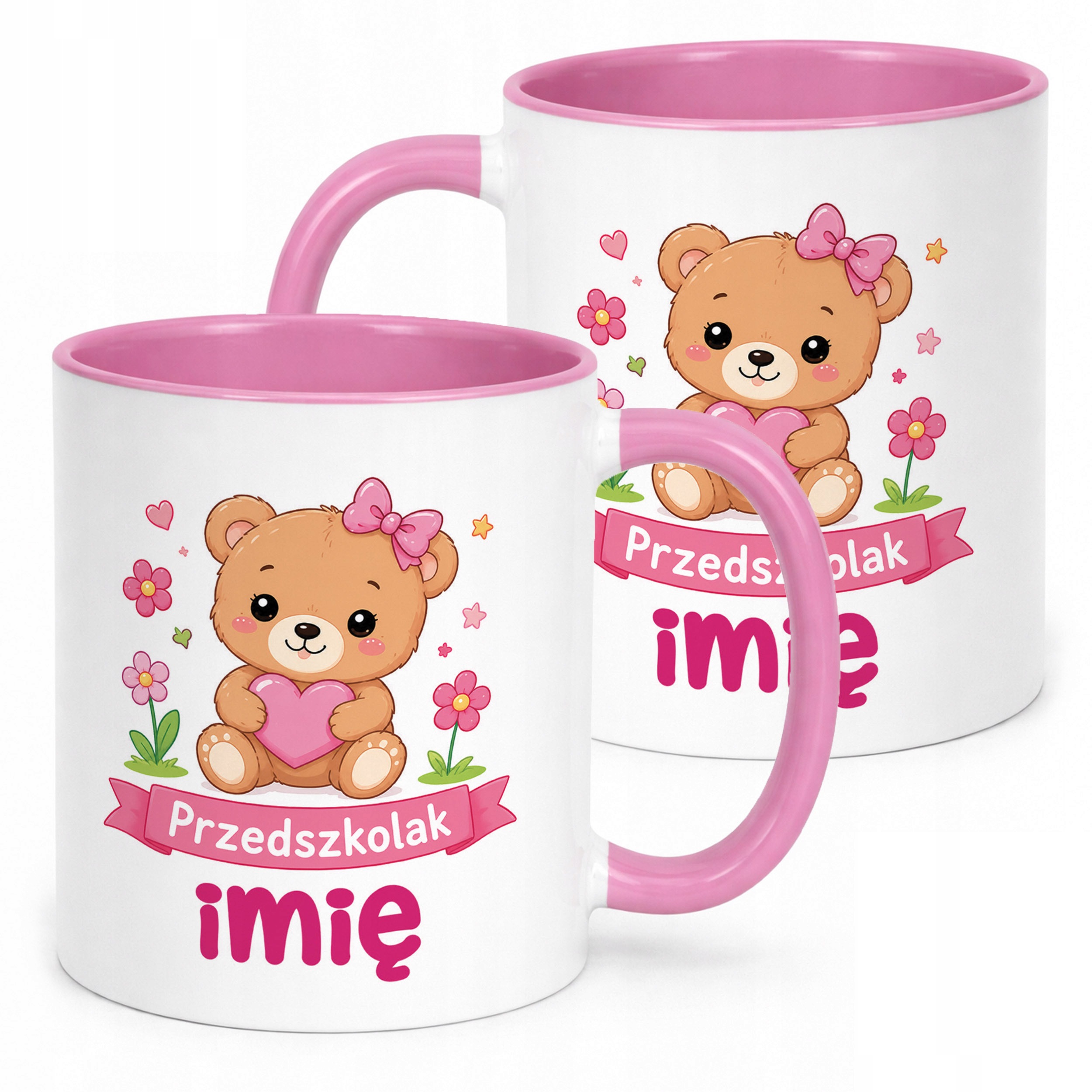 Kubek Różowy z nadrukiem personalizowany Przedszkolak Szkoła Dla Dzieci