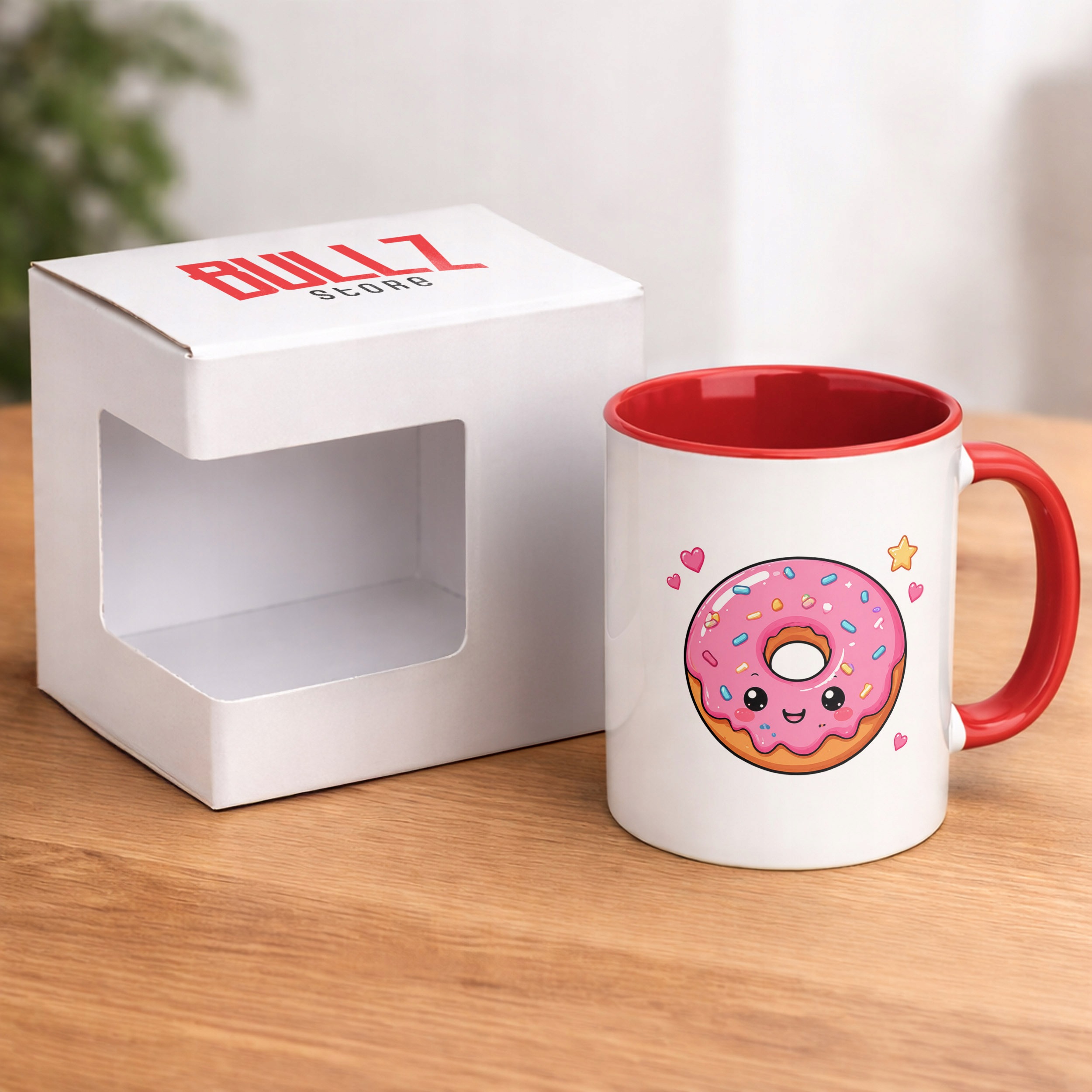 Zestaw Plecak Worek Kubek Czerwony Z Nadrukiem Kawaii Pączek Prezent
