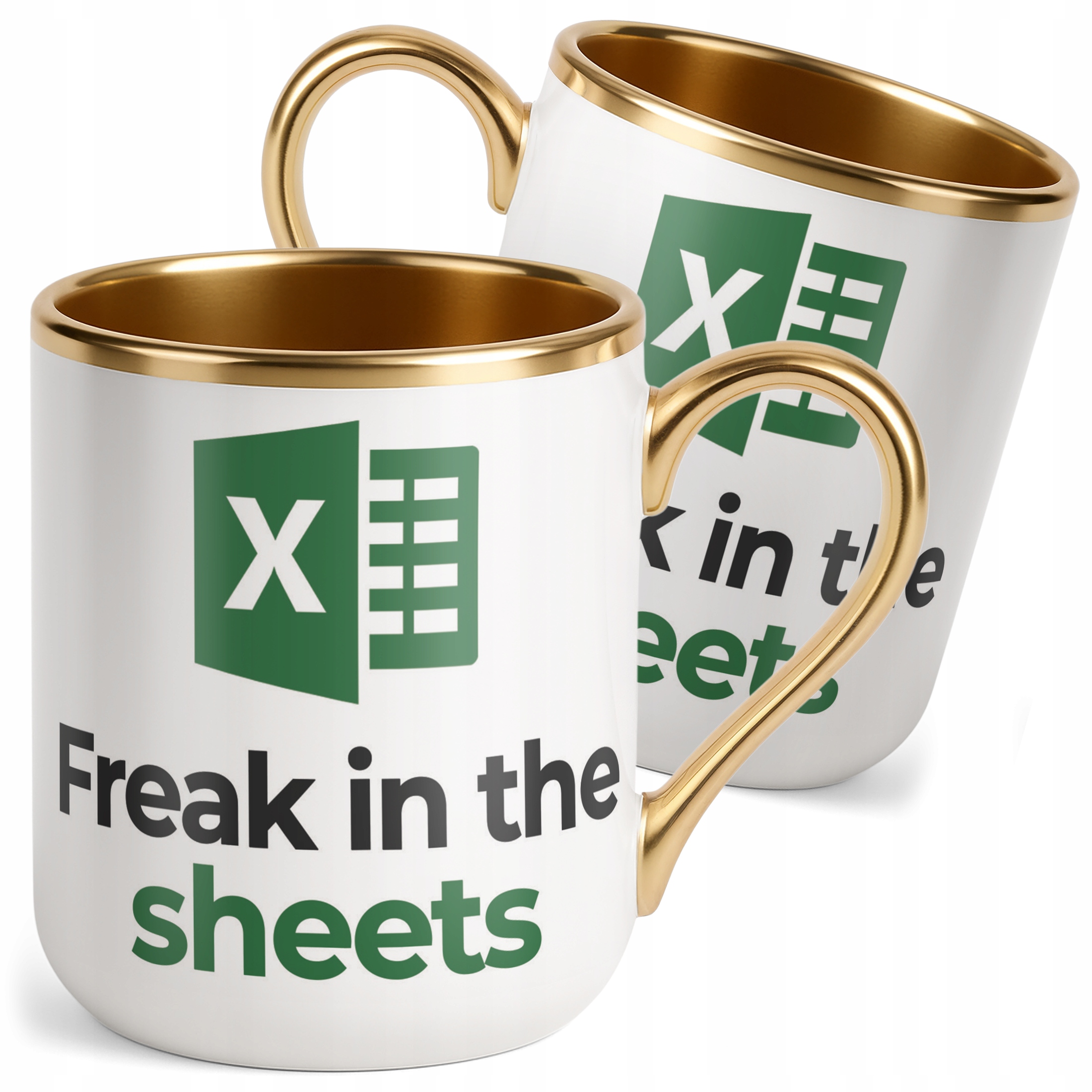 Kubek Premium Złoty Freak In The Sheet Excel Zabawny Prezent Praca