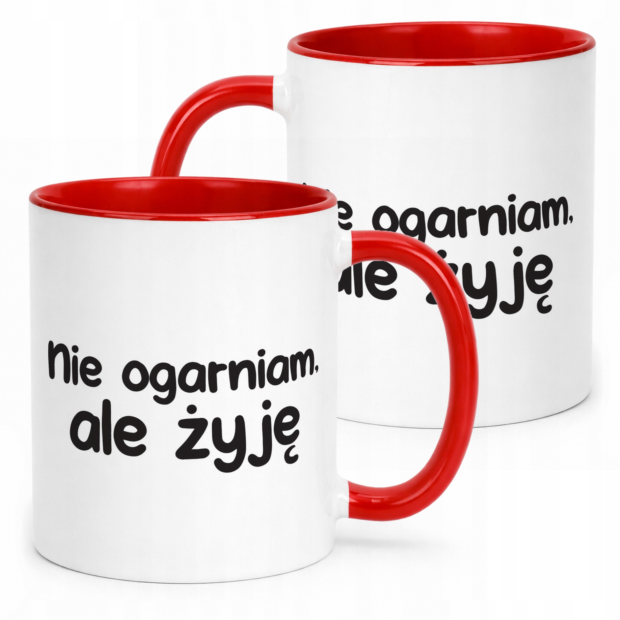 Kubek Czerwony Nie Ogarniam Ale Żyję Śmieszny Zabawny Prezent