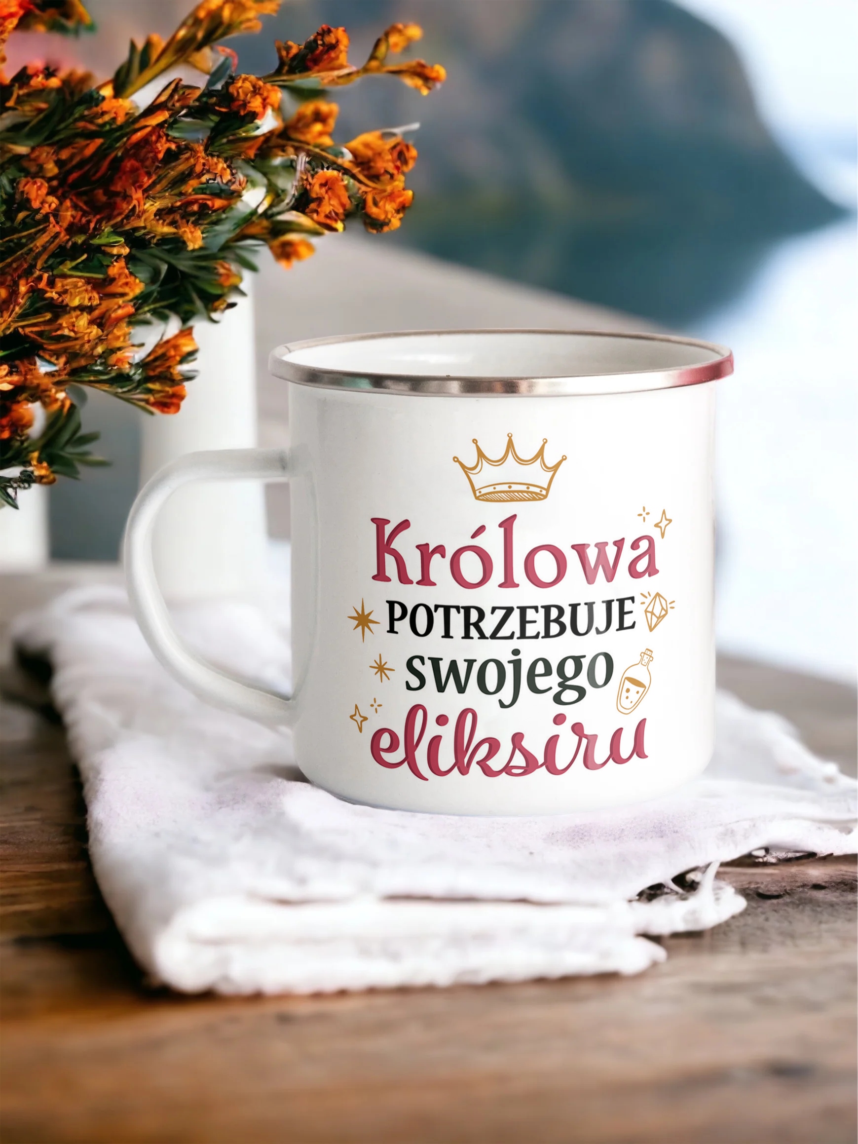 Emaliowany Kubek Garnuszek Dzień Kobiet Dla Kobiety Prezent Upominek