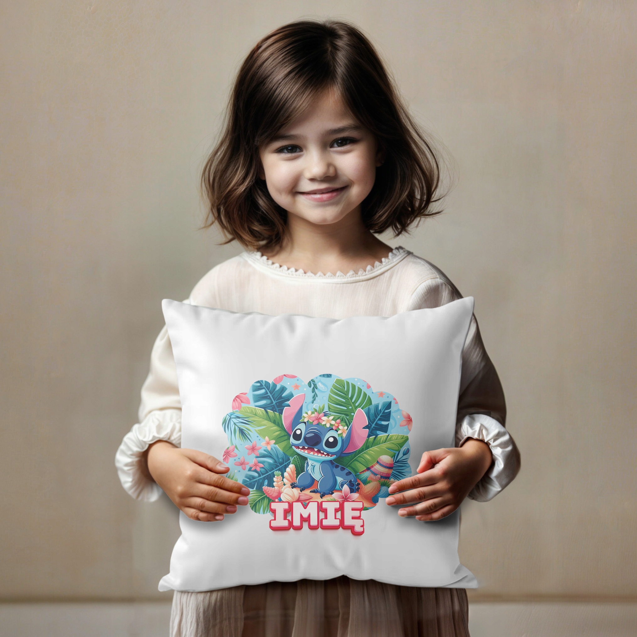 Poduszka 38×38 cm z Imieniem Sticz Lilo&Sticz dla dziecka