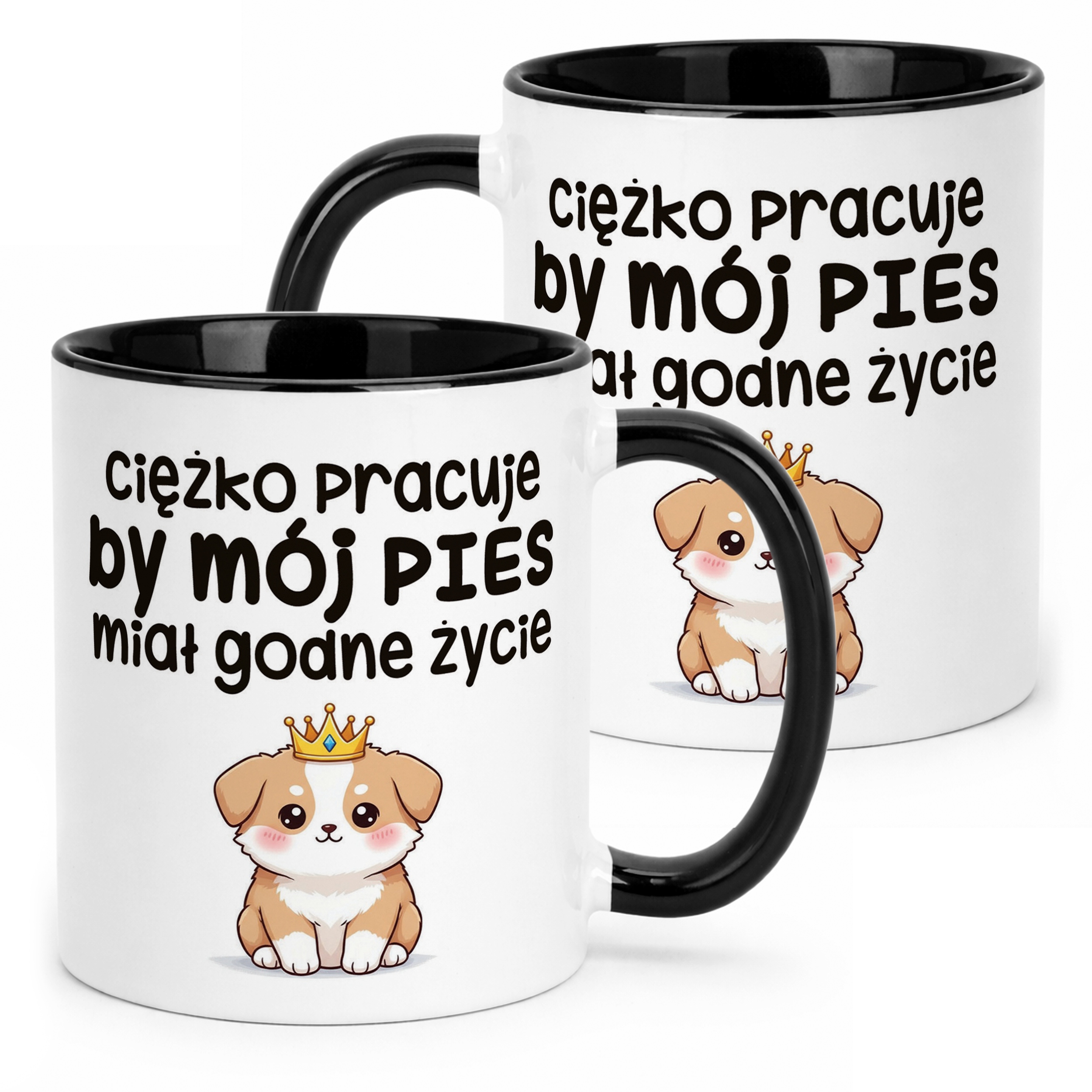 Kubek Czarny Ciężko Pracuję By Mój Pies Śmieszny Zabawny Prezent