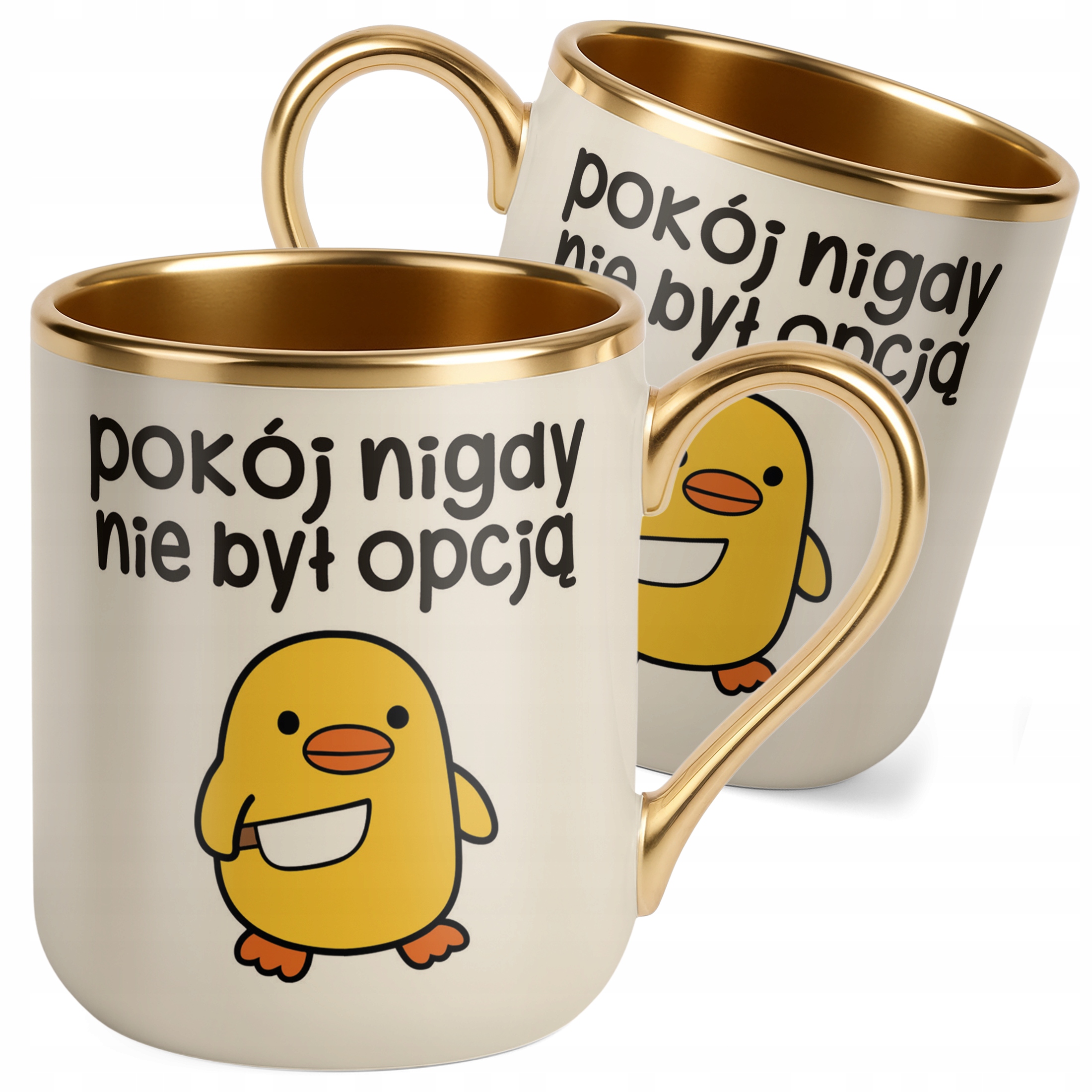 Kubek Premium Złoty Ecru Pokój Nigdy Nie Był Opcją Śmieszny Zabawny