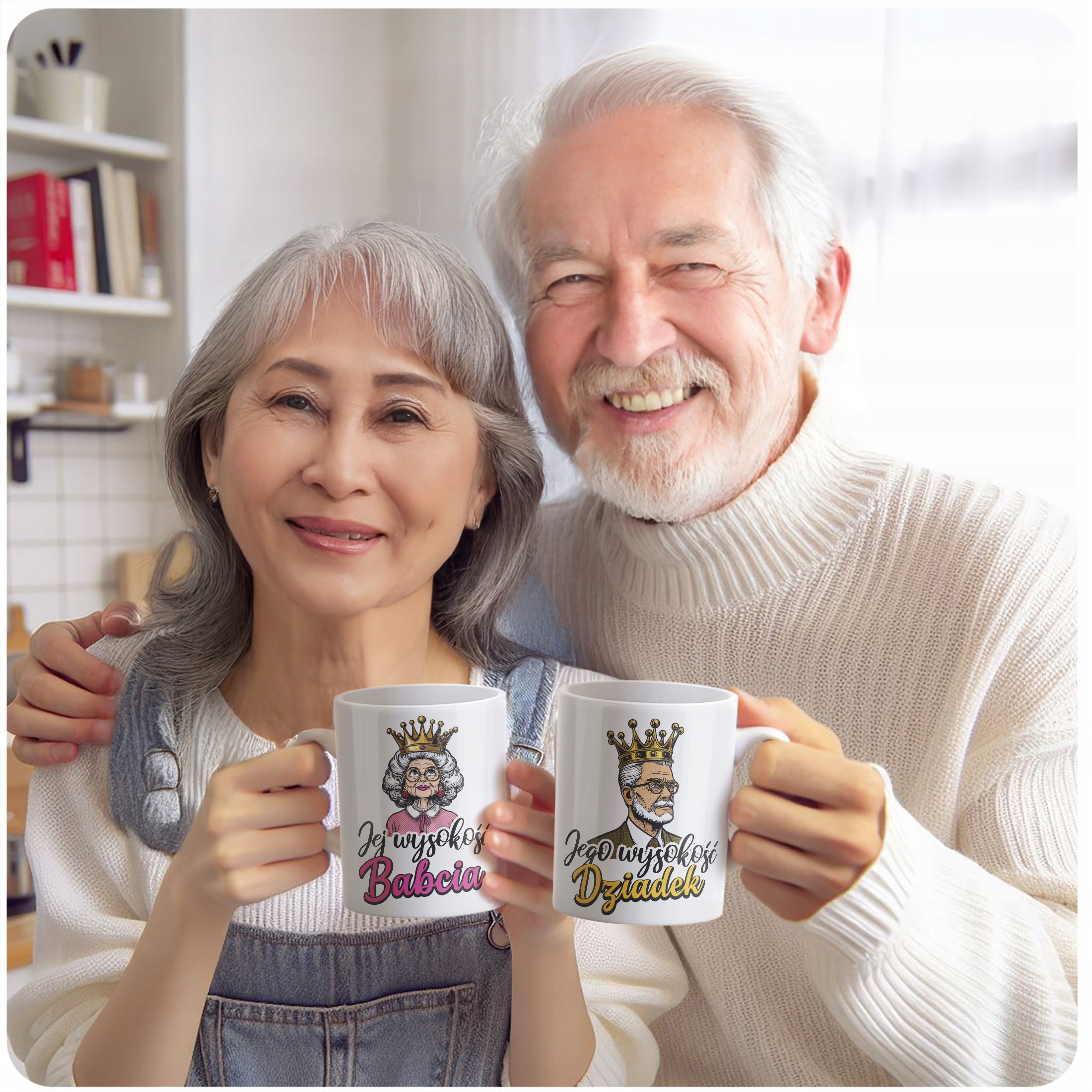 Zestaw Kubków Ceramicznych 330 ml Dzień Babci Dziadka Prezent Ich Wysokość