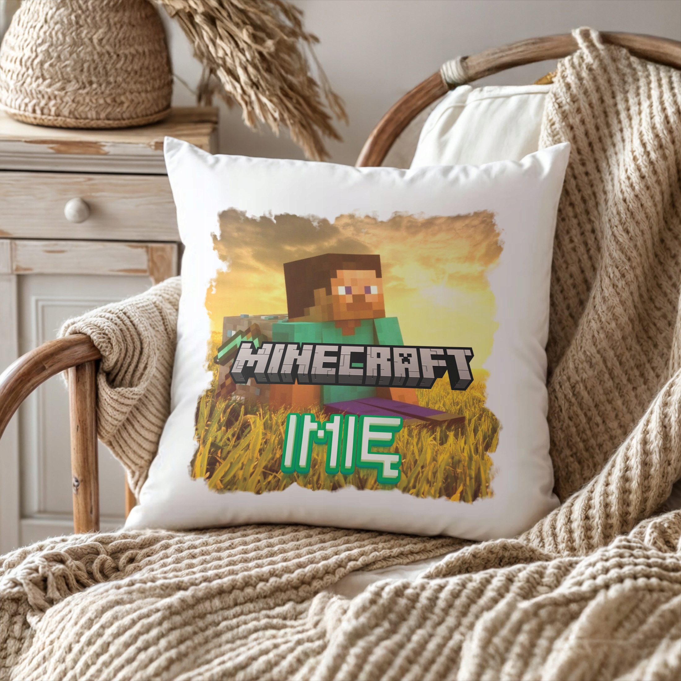 Zestaw Personalizowany Kubek + Poduszka 38×38 cm Dla Graczy Minecraft