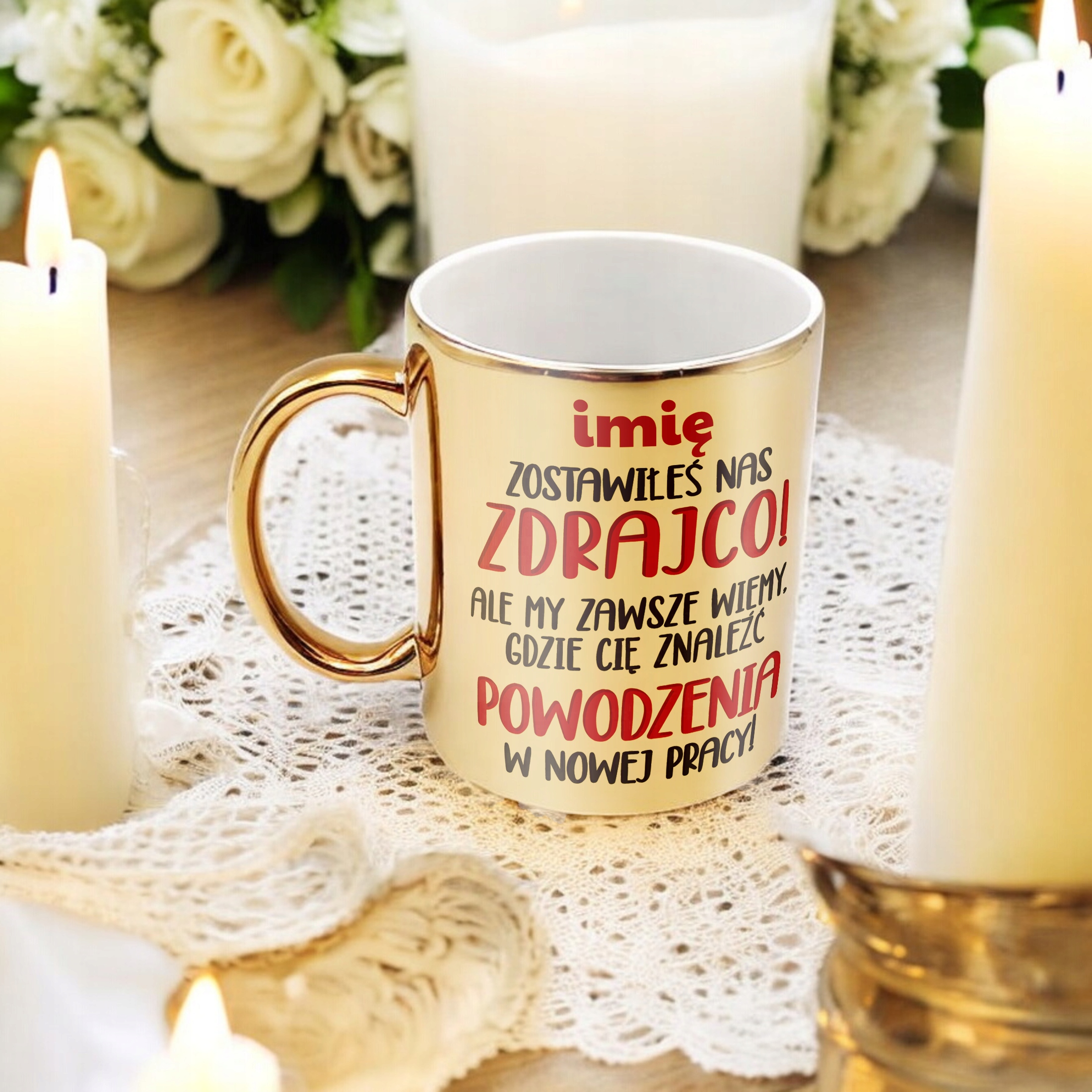 Złoty Kubek ceramiczny Personalizowany Odejście z Pracy Dla Kolegi