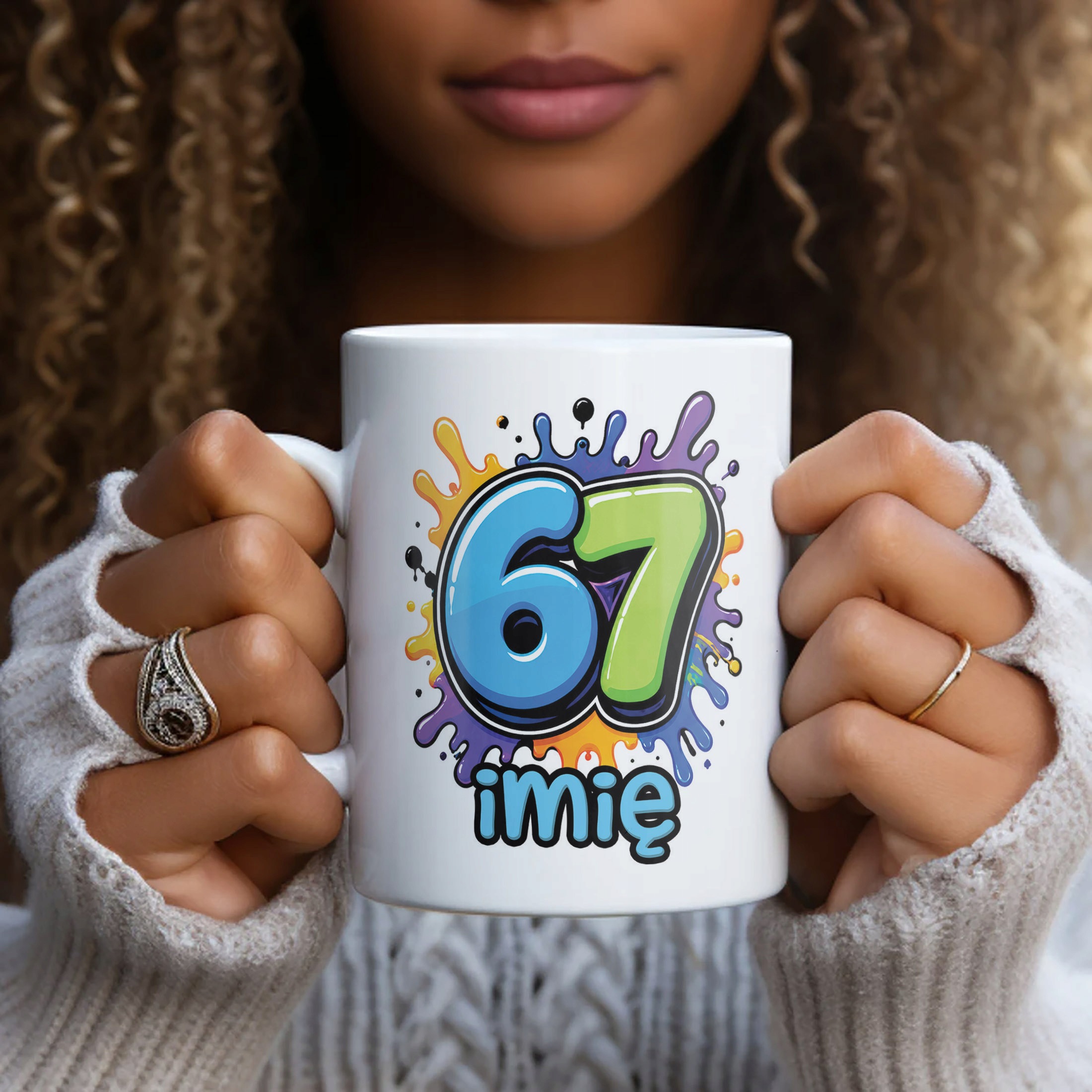 Biały Kubek z nadrukiem personalizowany SIX SEVEN Dla Dzieci Prezent