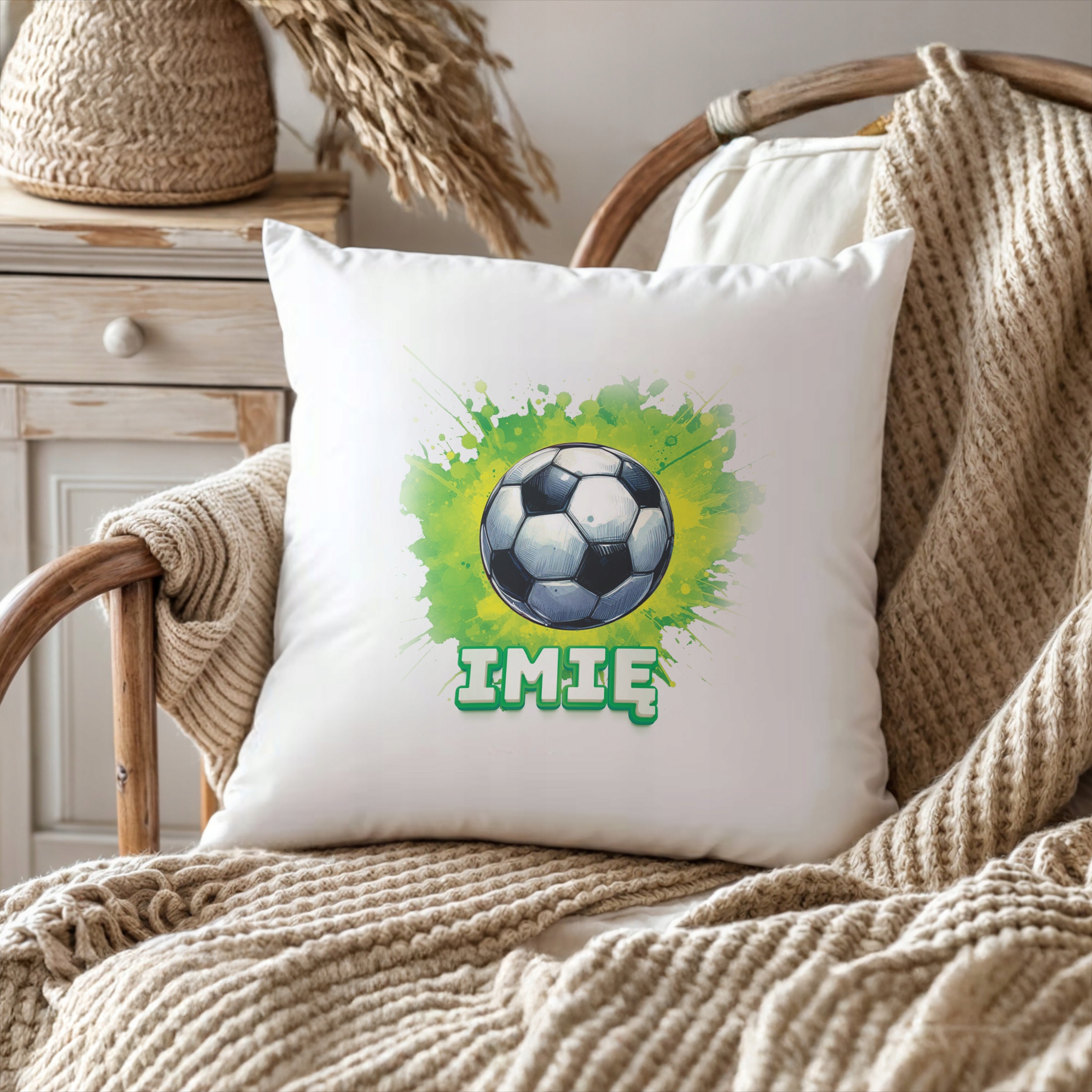 Poduszka 38×38 cm z Imieniem dla Piłkarza Piłka Nożna Football