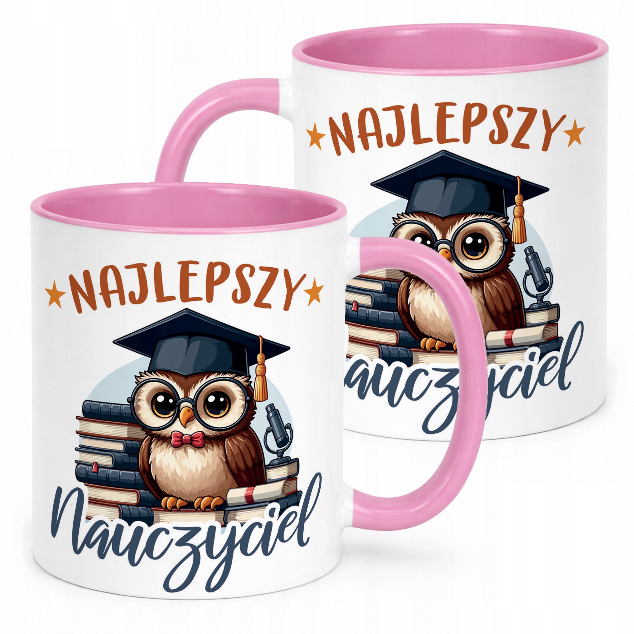 Kubek Różowy Najlepszy Nauczyciel Dzień Nauczyciela Prezent