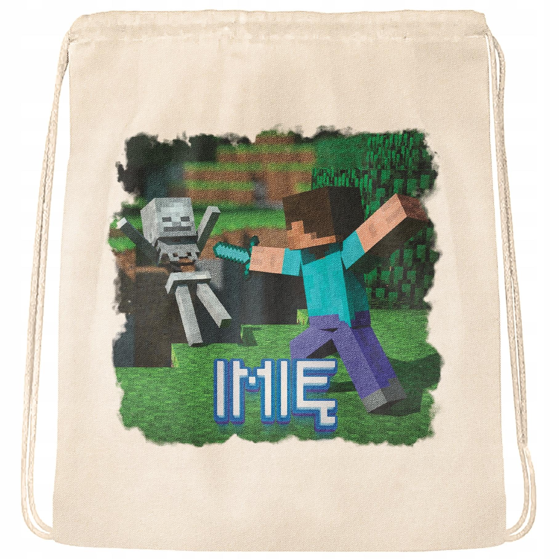 Plecak bawełniany Z Imieniem Minecraft Dla Fanów i Graczy Do Szkoły