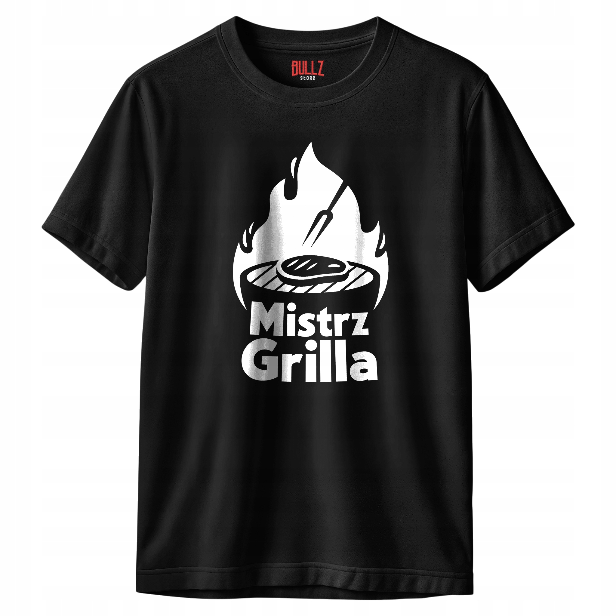 Koszulka czarna męska Mistrz Grilla Zabawny Prezent