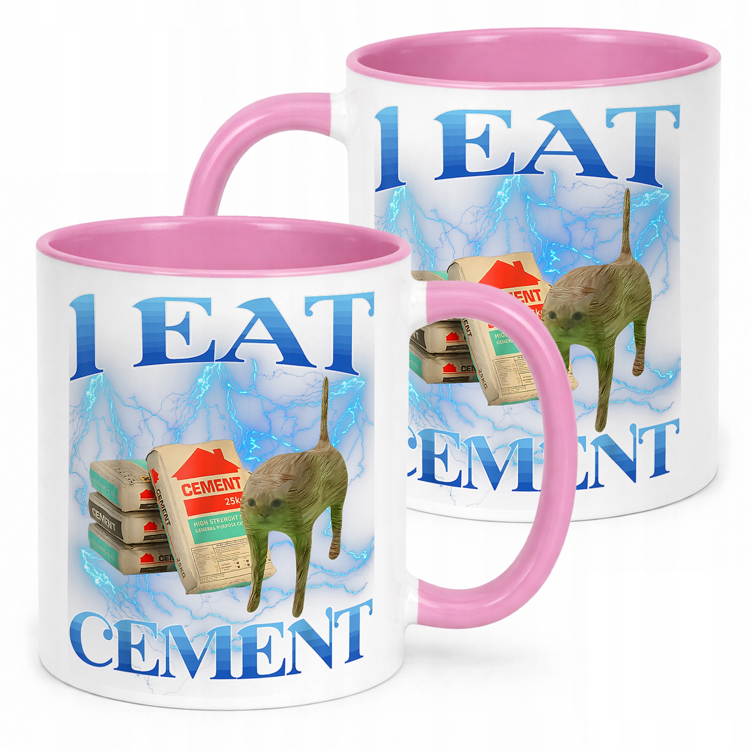 Kubek Różowy I Eat Cement viral tiktok brainrot mem