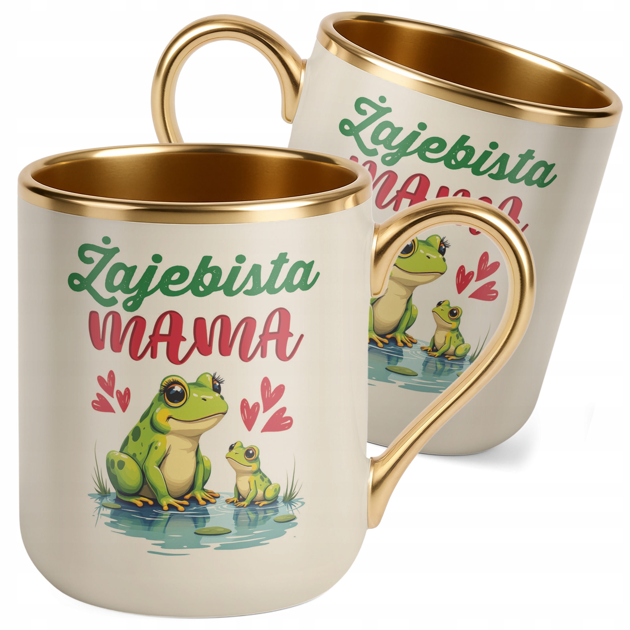Kubek Premium Złoty Ecru Dzień Matki Prezent Upominek Żajebista Mama