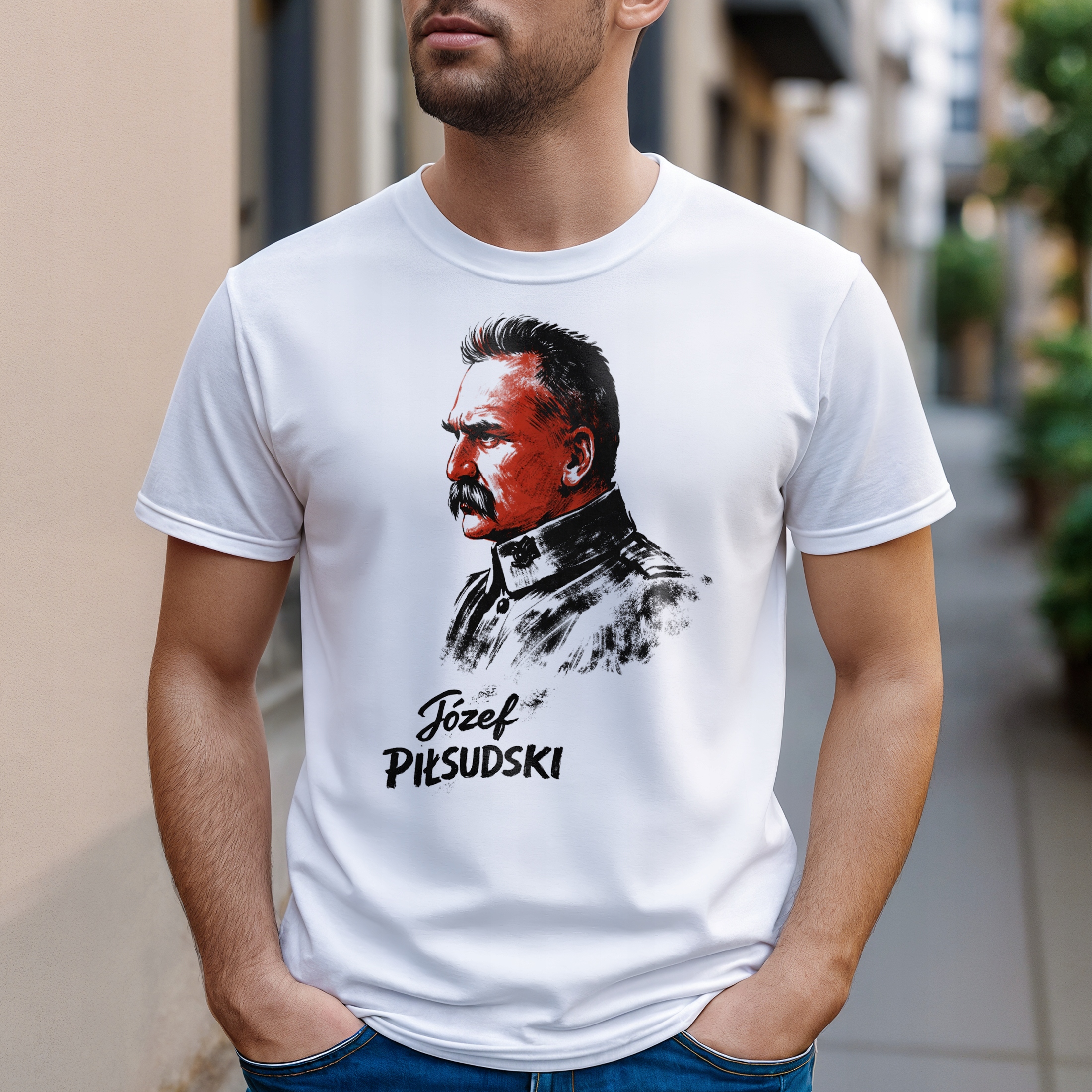 Koszulka biała męska Józef Piłsudski Patriotyczna Marszałek Wódz r. 3XL