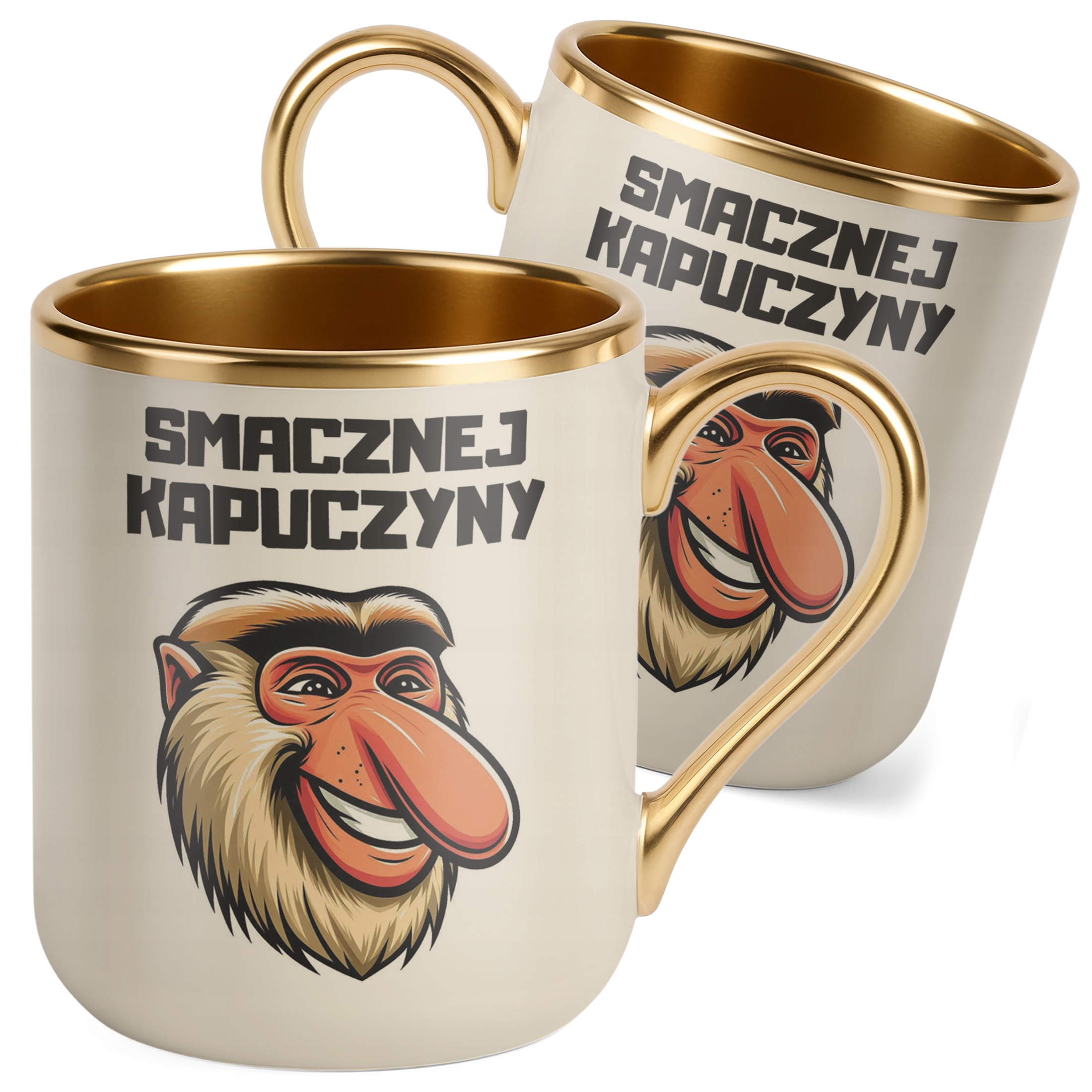 Kubek Premium Złoty Ecru Janusz Nosacz Kawa Zabawny Prezent
