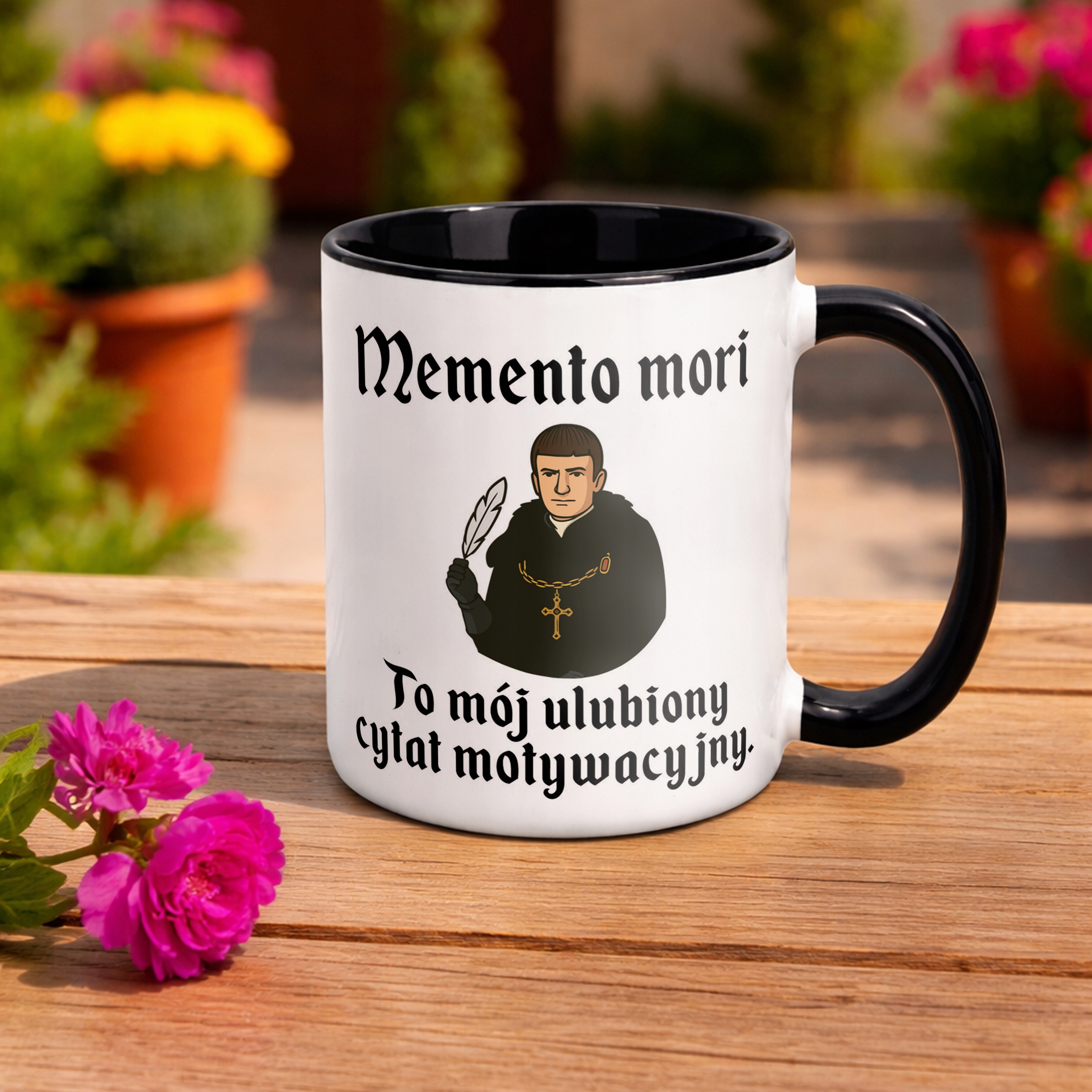 Kubek Czarny 1670 Memento Mori Cytat Motywacyjny Jakub Prezent